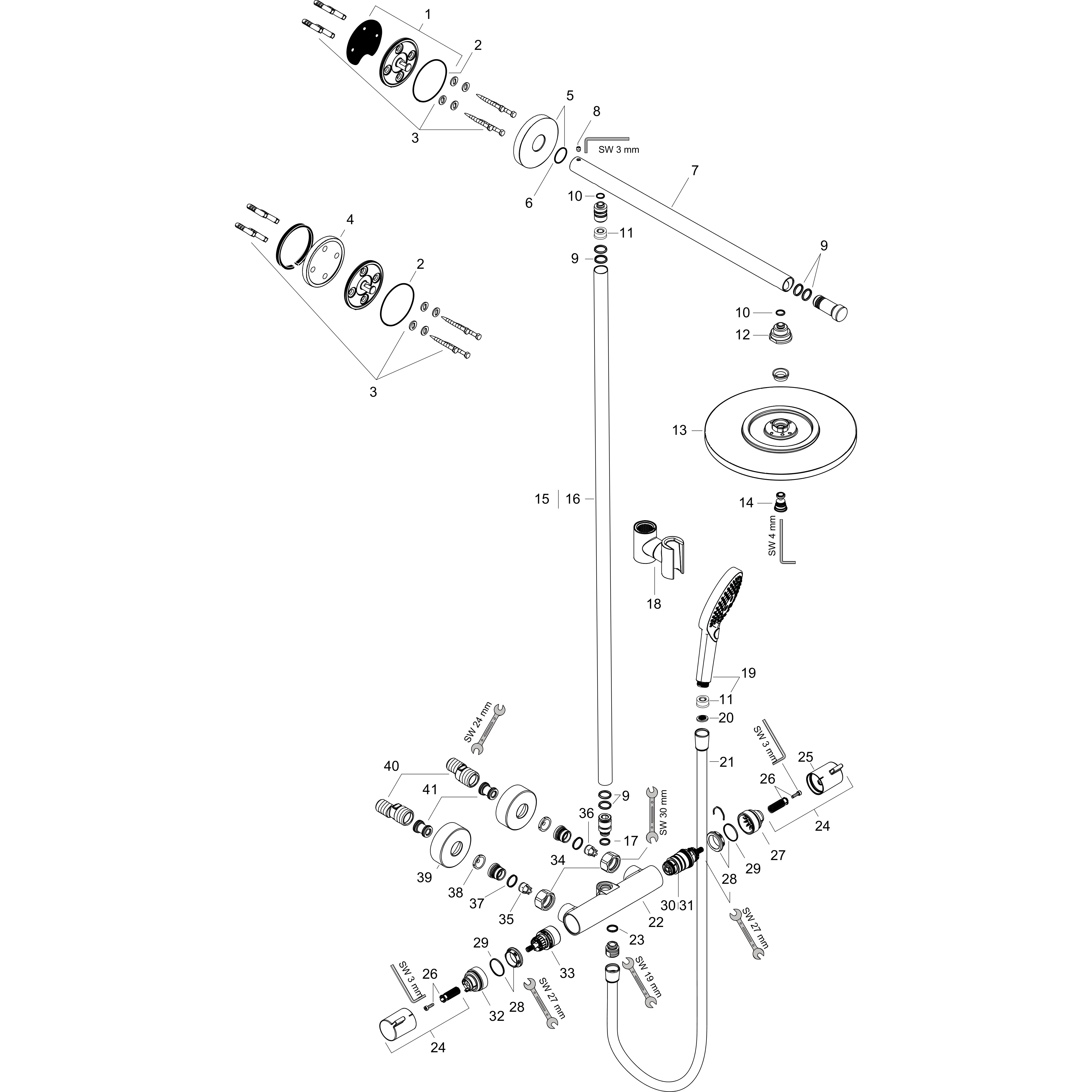 hansgrohe Showersystem hansgrohe 27848000 raindan s240 air eco