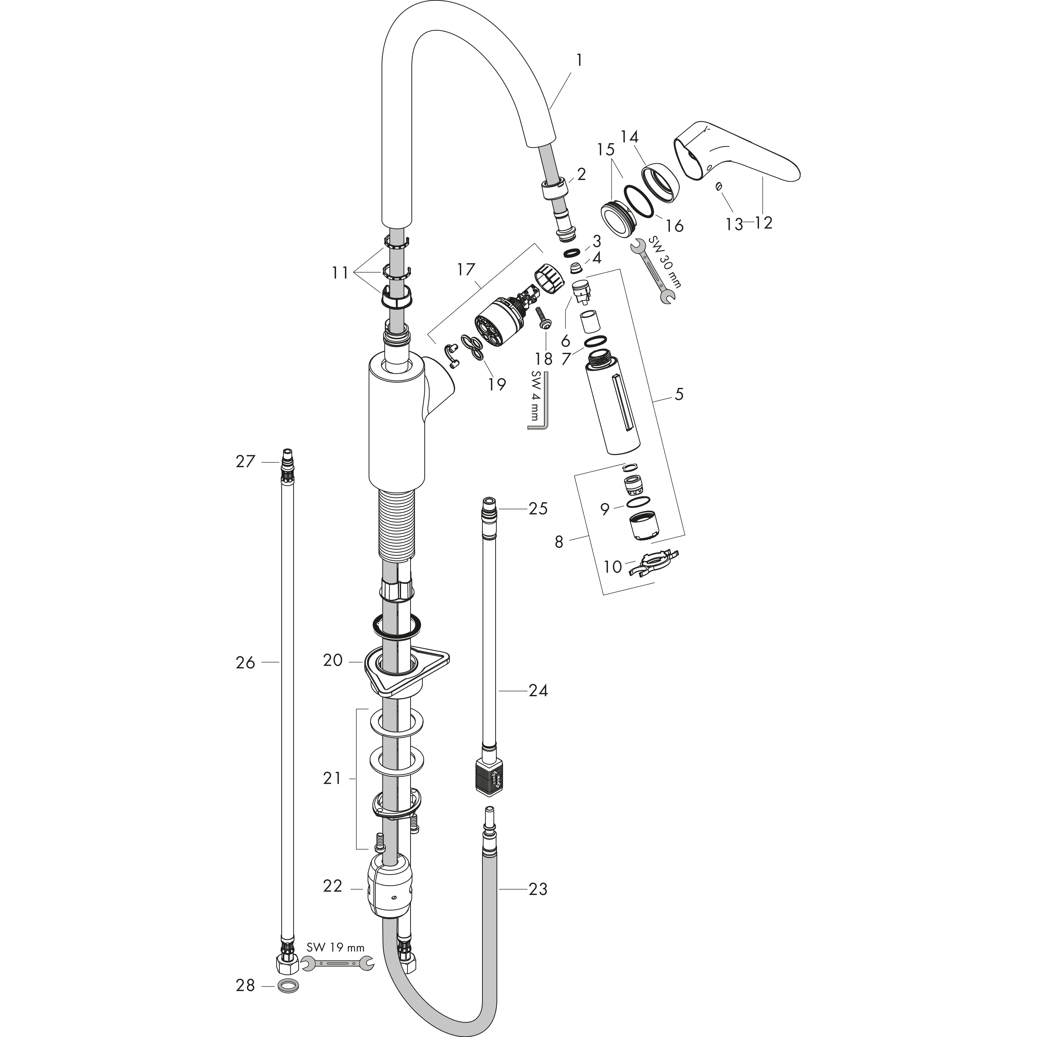 hansgrohe Kitchen mixer hansgrohe 31846670 focus 240 spout black