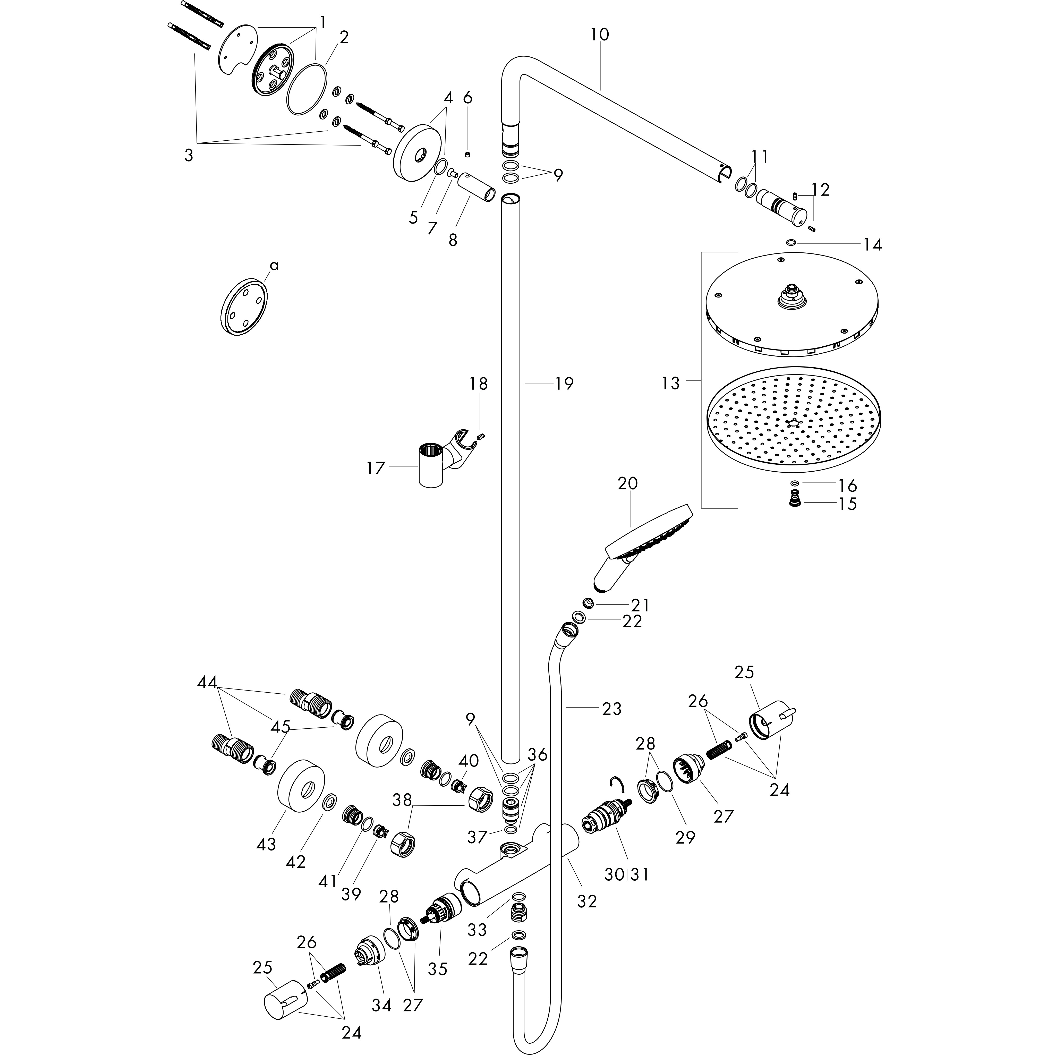 hansgrohe Showersystem hansgrohe 27867000 rdsel s240 powderrain