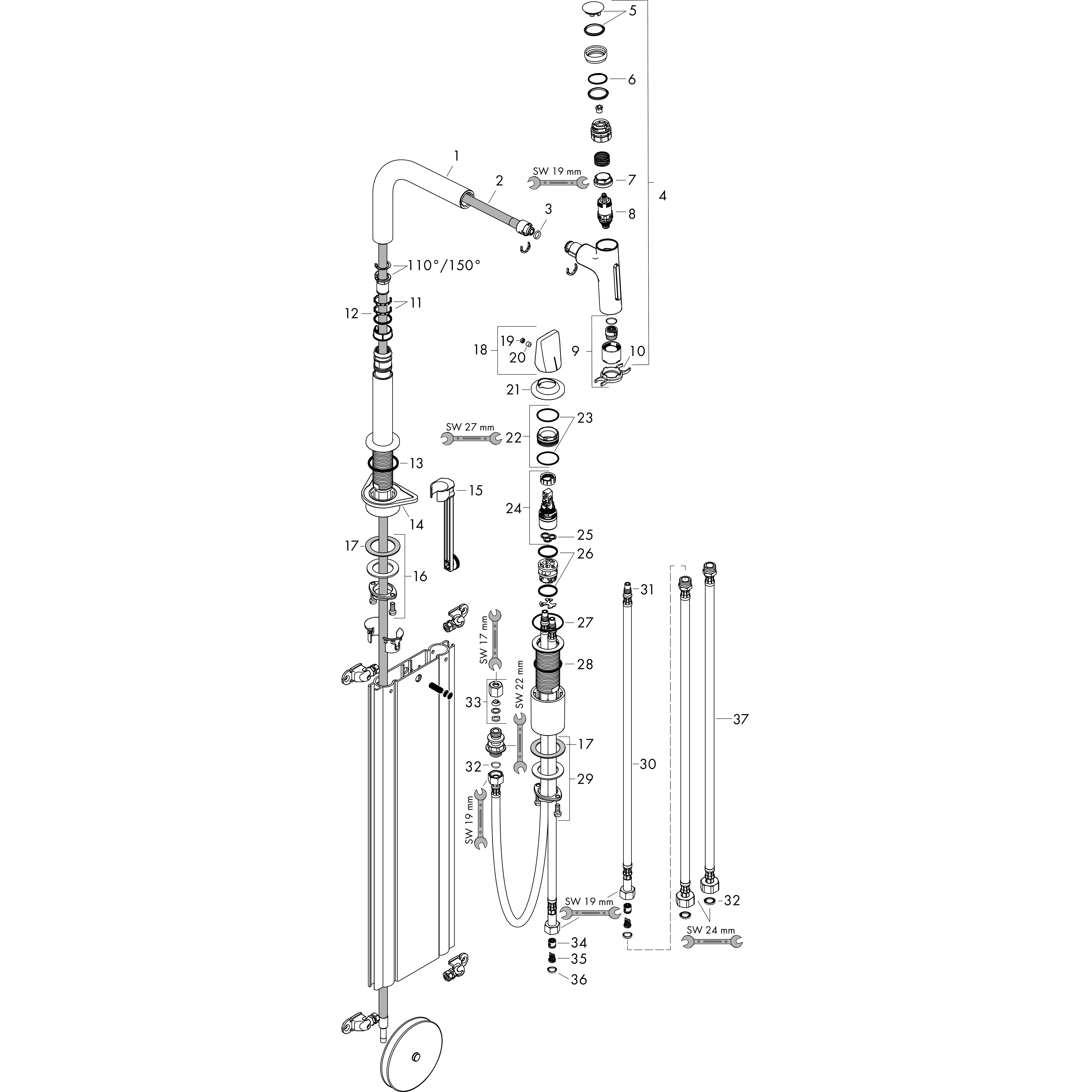 hansgrohe Keittiöhana hansgrohe 73818800 metris m71 200 2jet