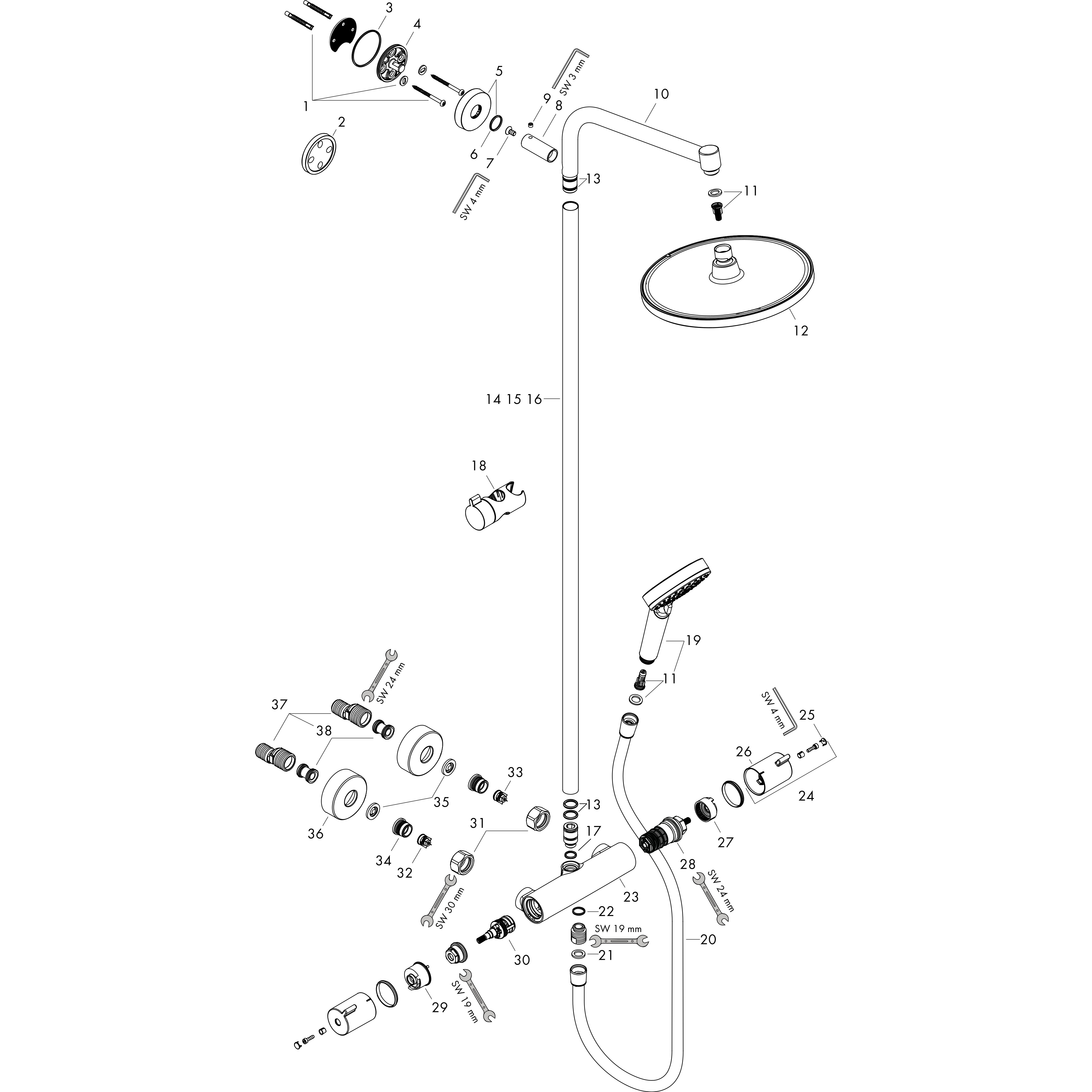 hansgrohe Showersystem hansgrohe 27937000 crometta s240