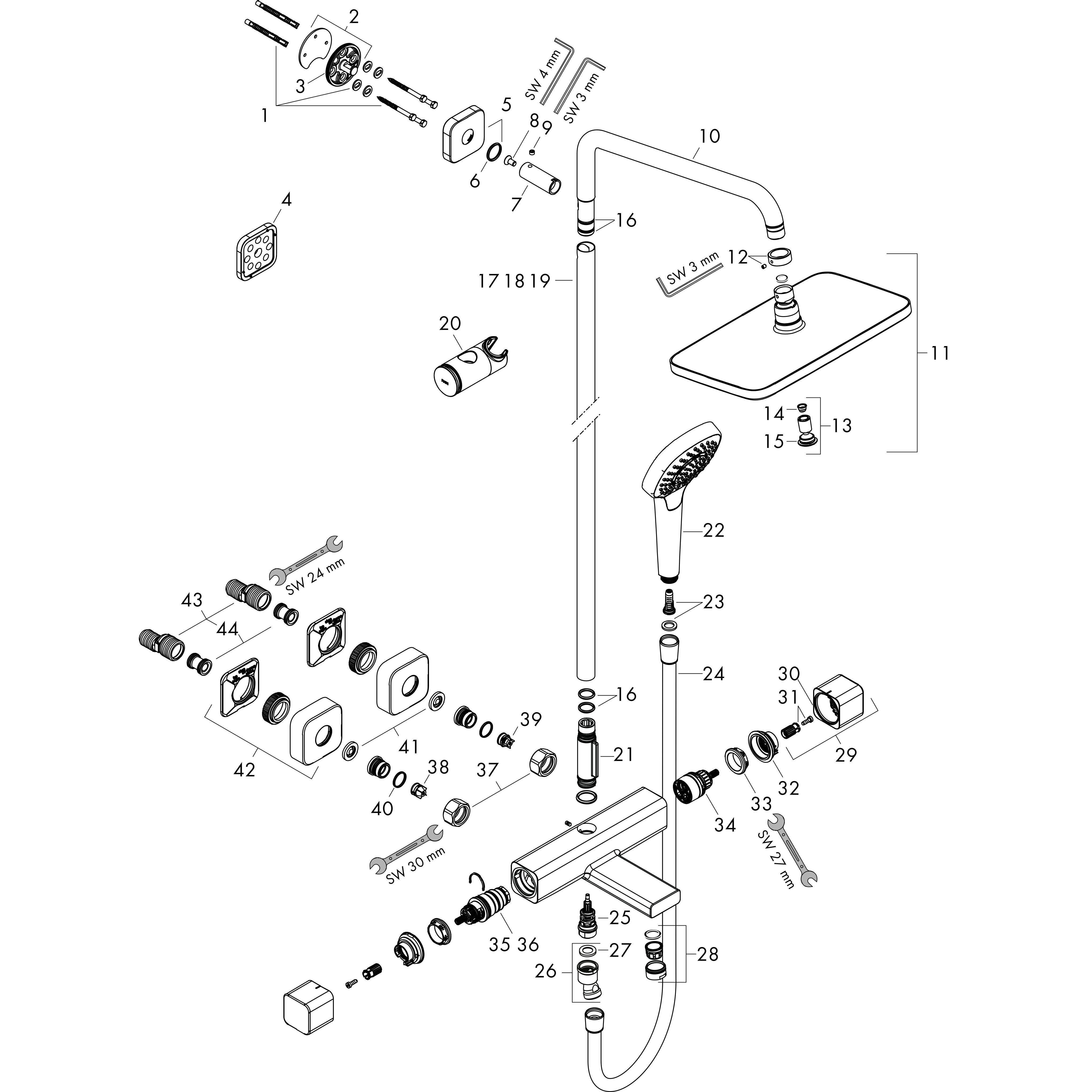hansgrohe Duschkombination hansgrohe 27907000 croma e 280 air pip