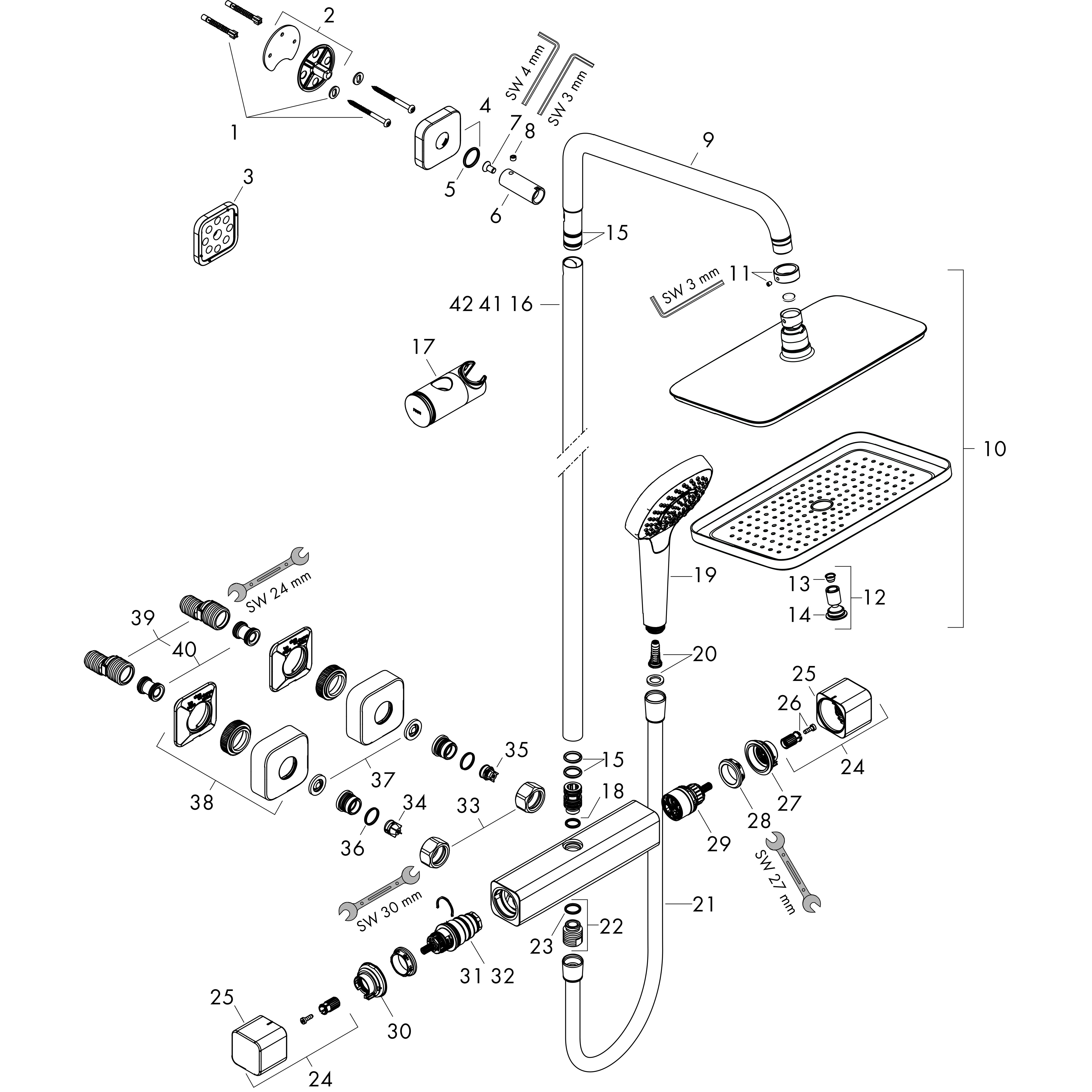 hansgrohe Showersystem hansgrohe 27909000 croma e 280 air