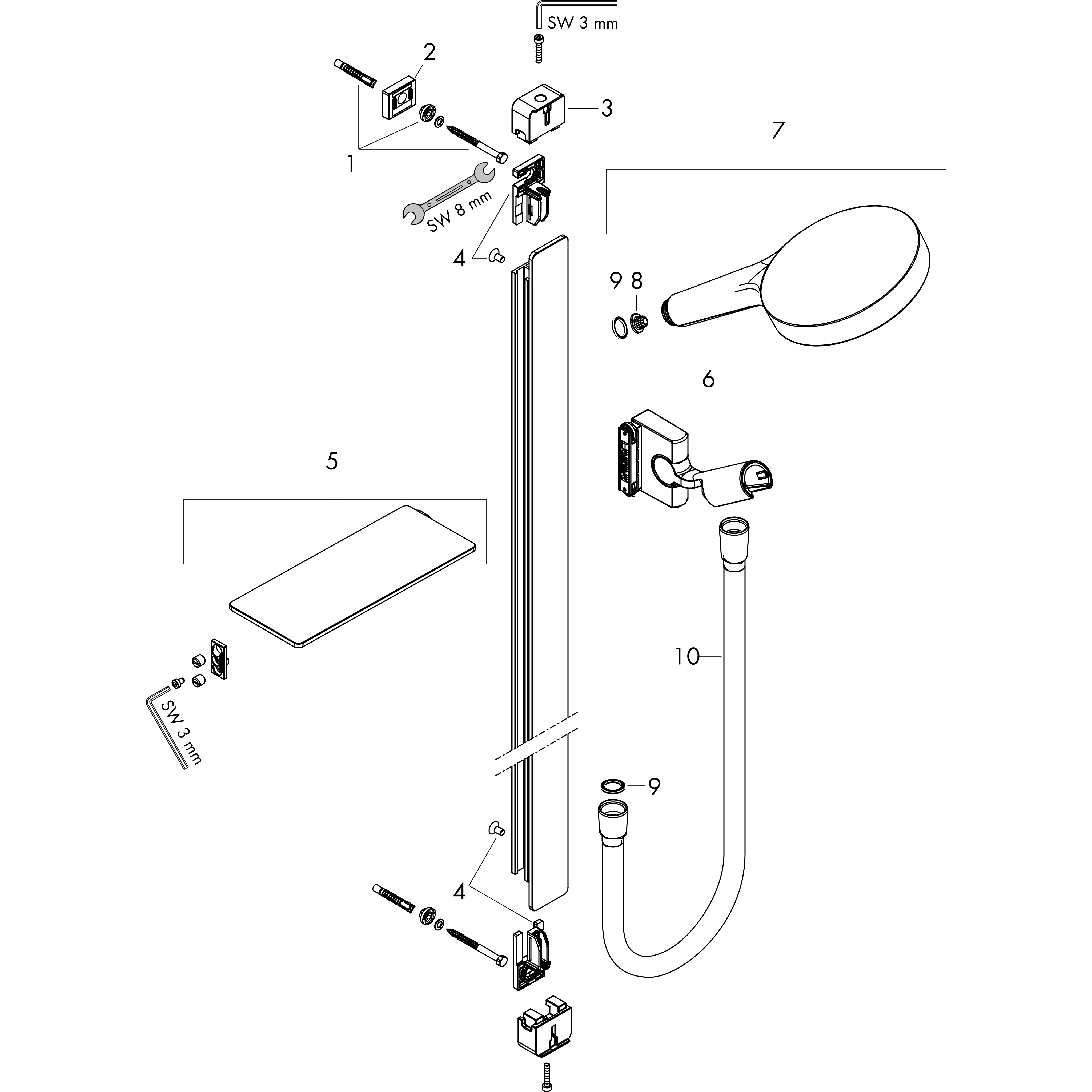 hansgrohe Duschset hansgrohe 27671000 rainfin 130 3jet kro