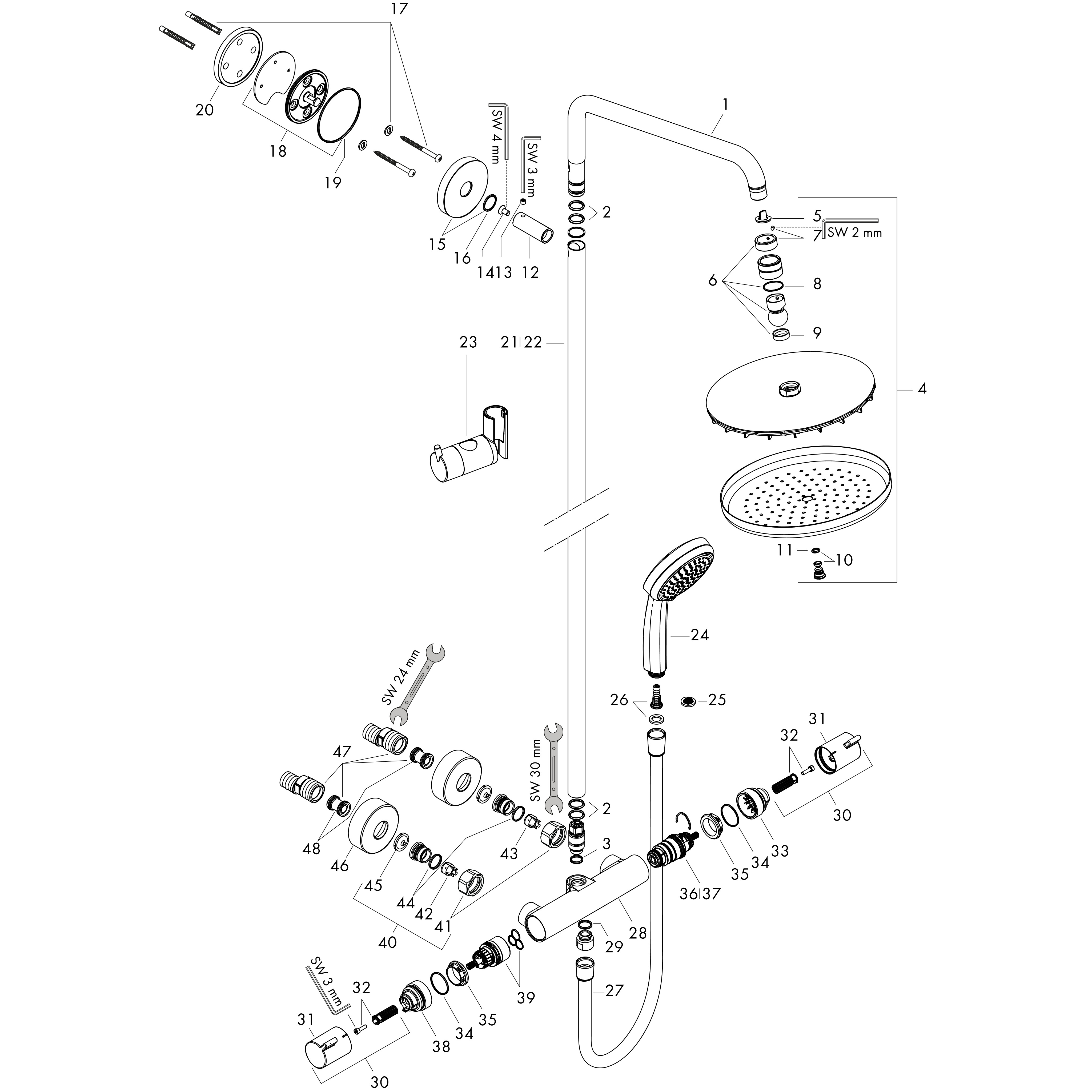 hansgrohe Showersystem hansgrohe 27866000 croma 220 air