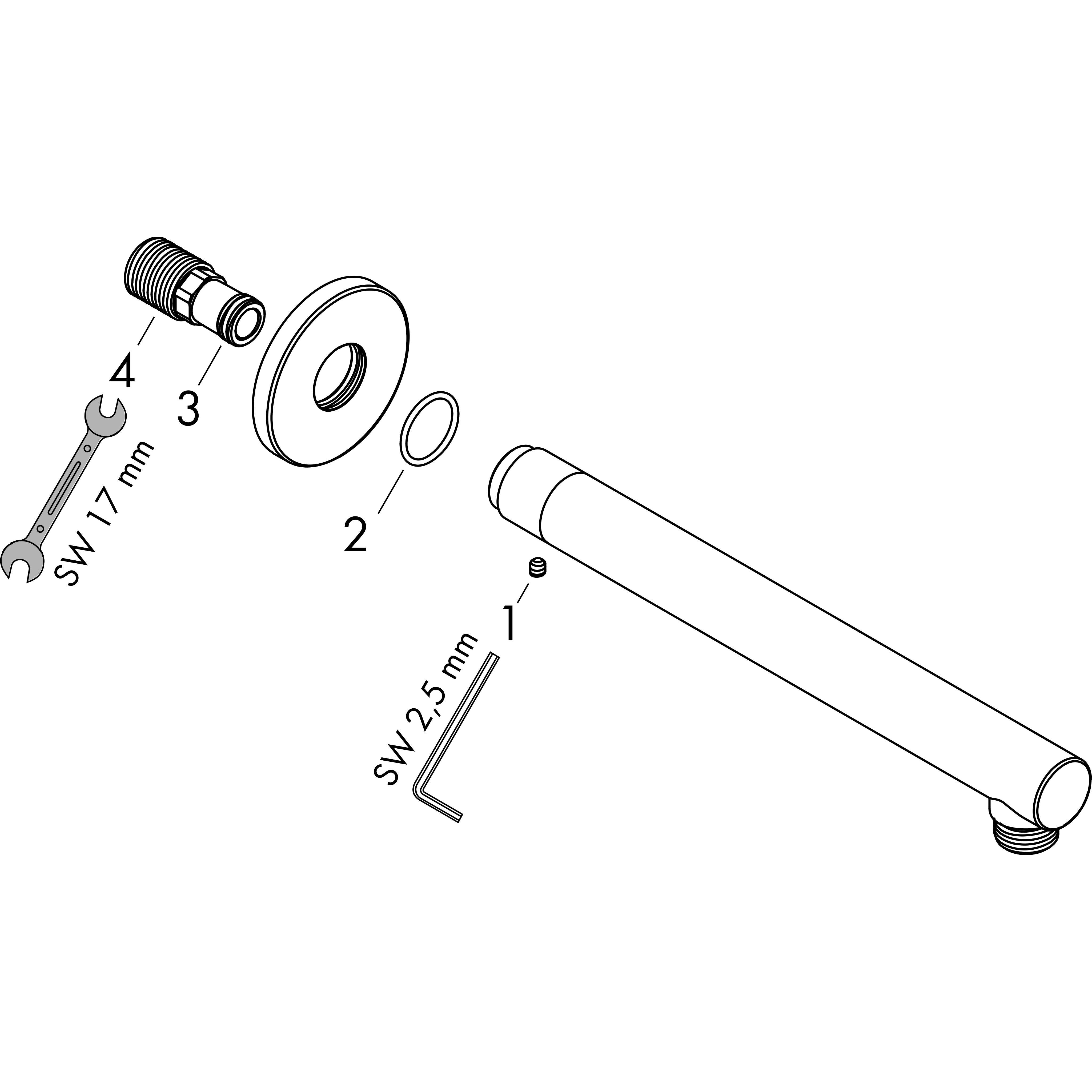 hansgrohe Suihkuputki hansgrohe 27809000 vernis bl 240 kromi