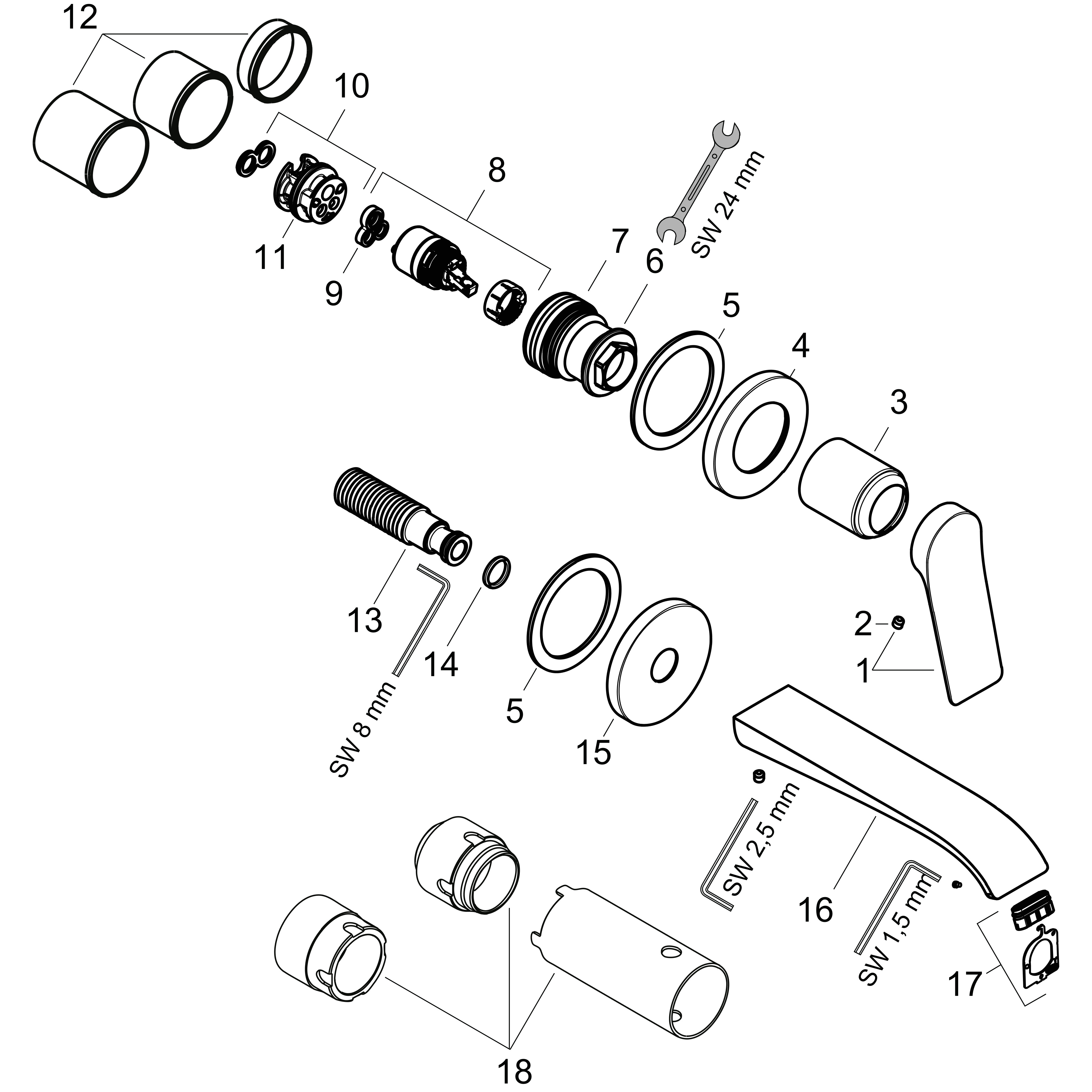 hansgrohe Inbygnad väggblandare hg vivenis 19,2cm mb