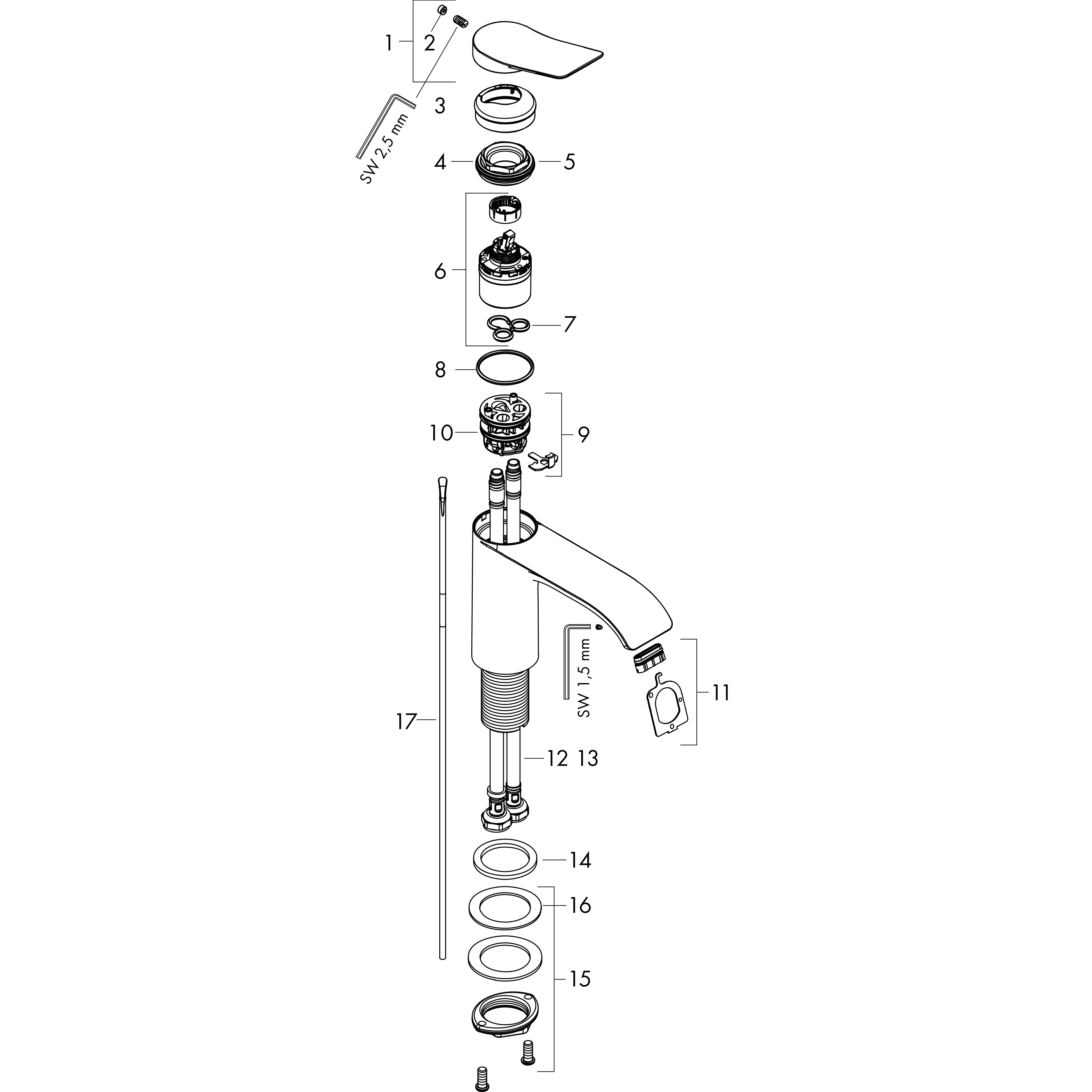 hansgrohe Basin mixer hansgrohe 75040700 vivenis 250 white