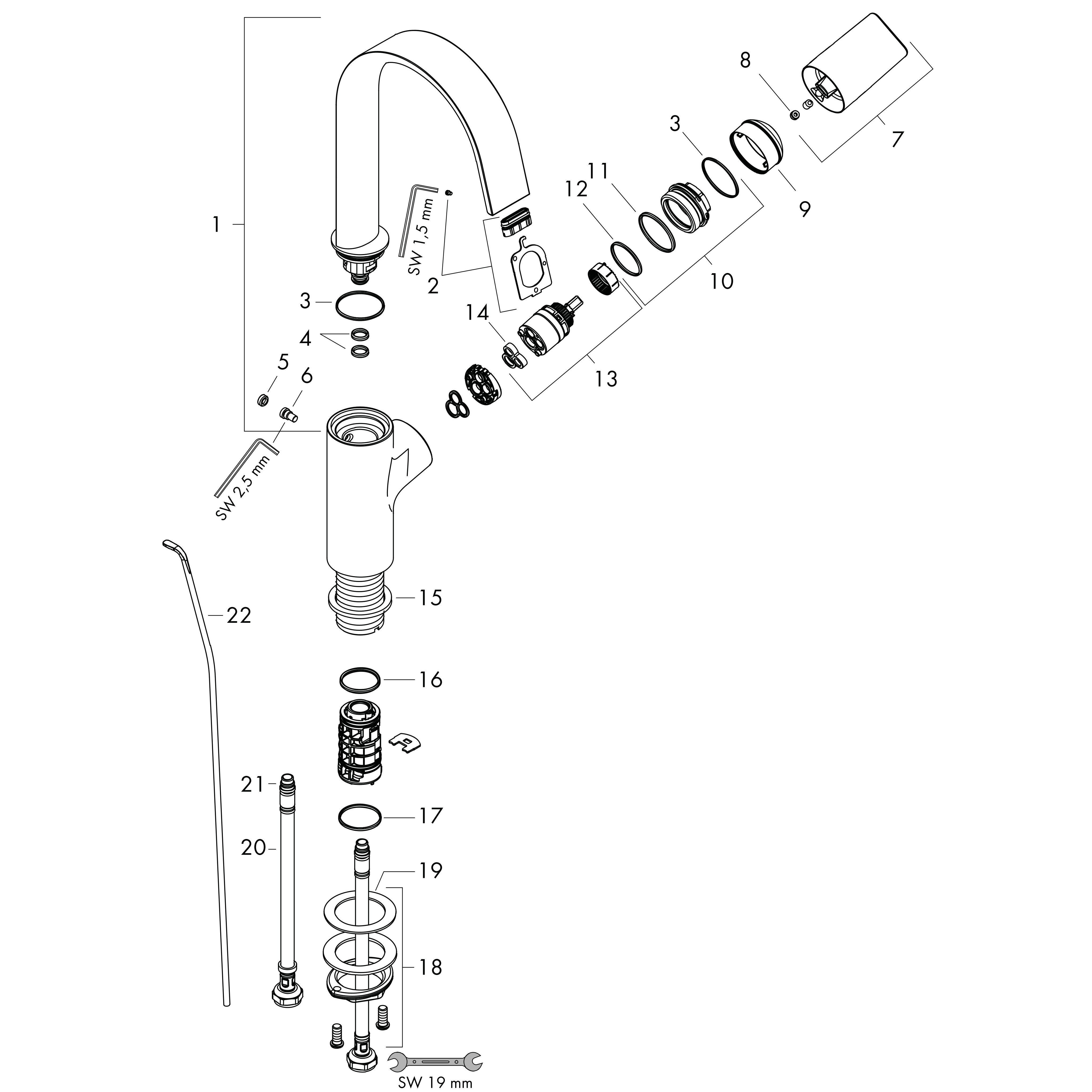 hansgrohe Basin mixer hansgrohe 75030700 vivenis 210 white