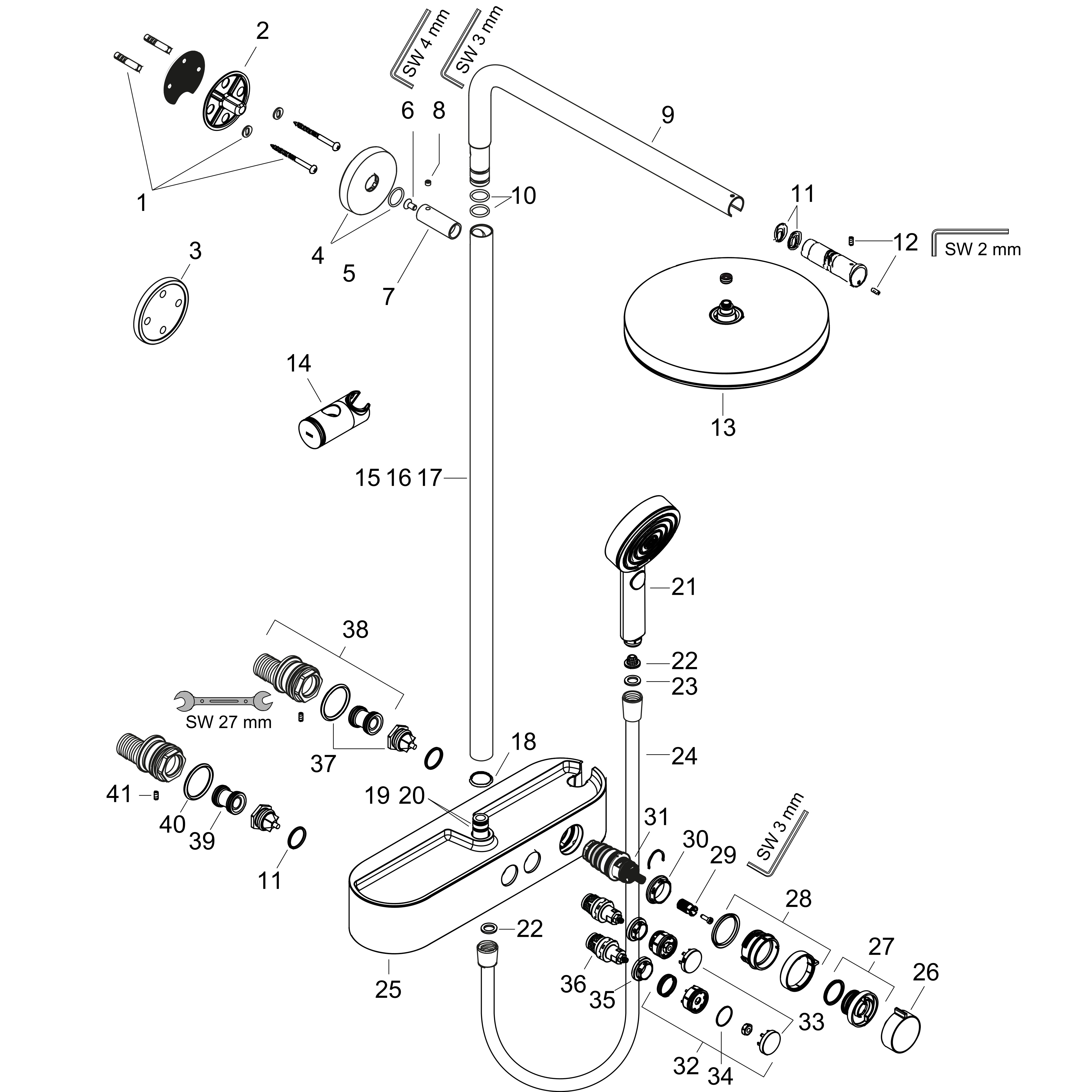 hansgrohe Shower system hansgrohe 24220700 pulsify sp 260 valk