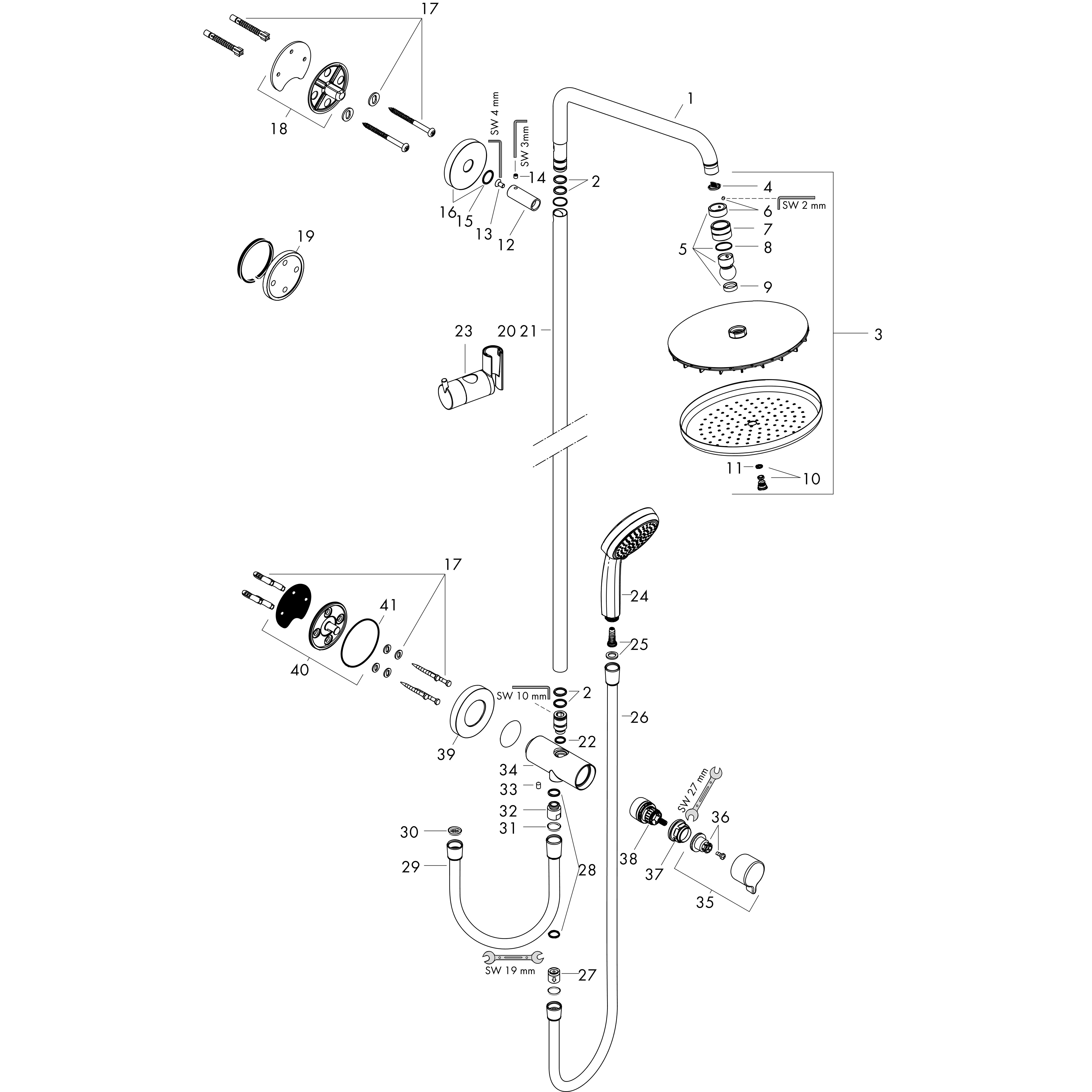 hansgrohe Duschset hansgrohe 27224000 croma 220 showerpipe