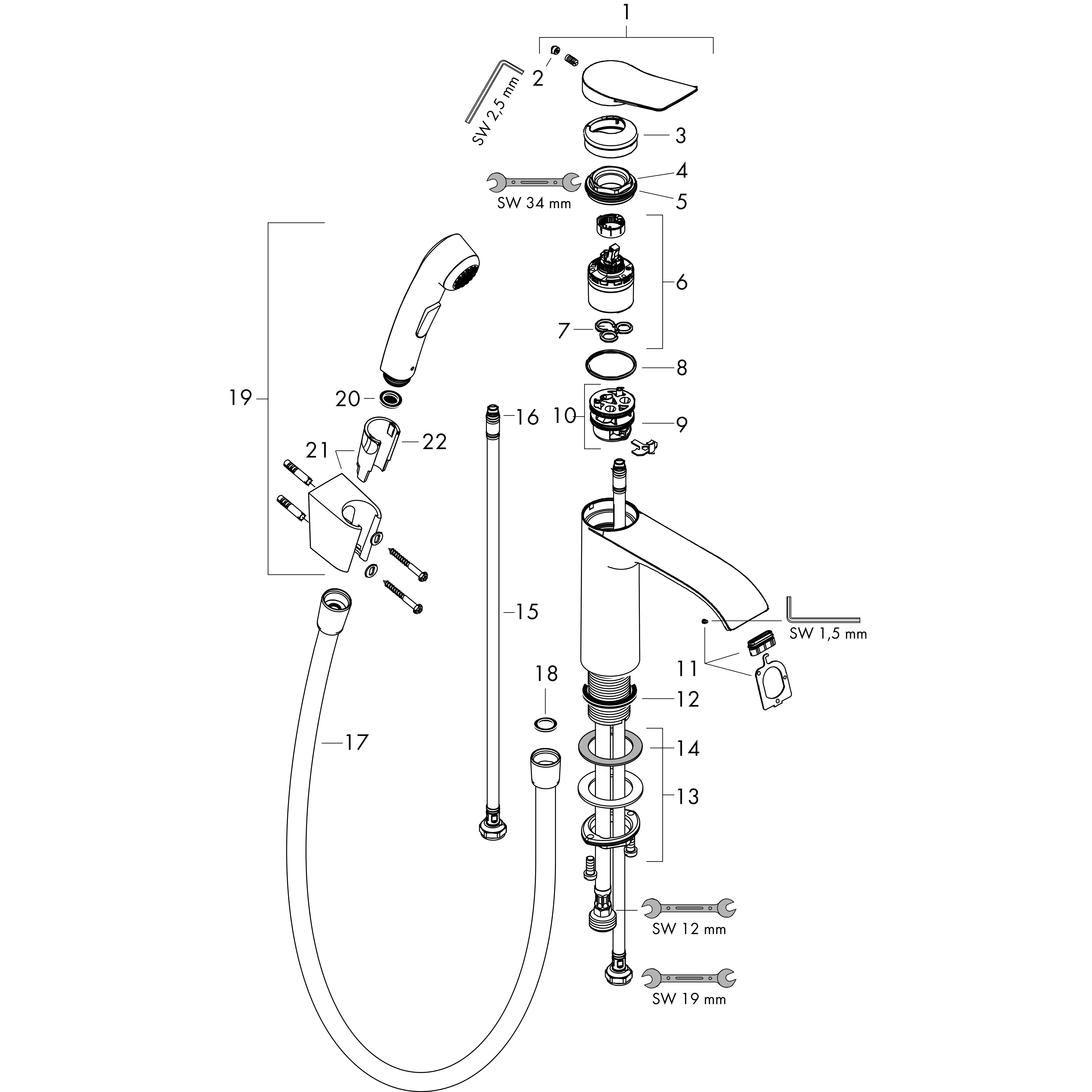 hansgrohe Pesuallashana hansgrohe 75210000 vivenis bide pv kro