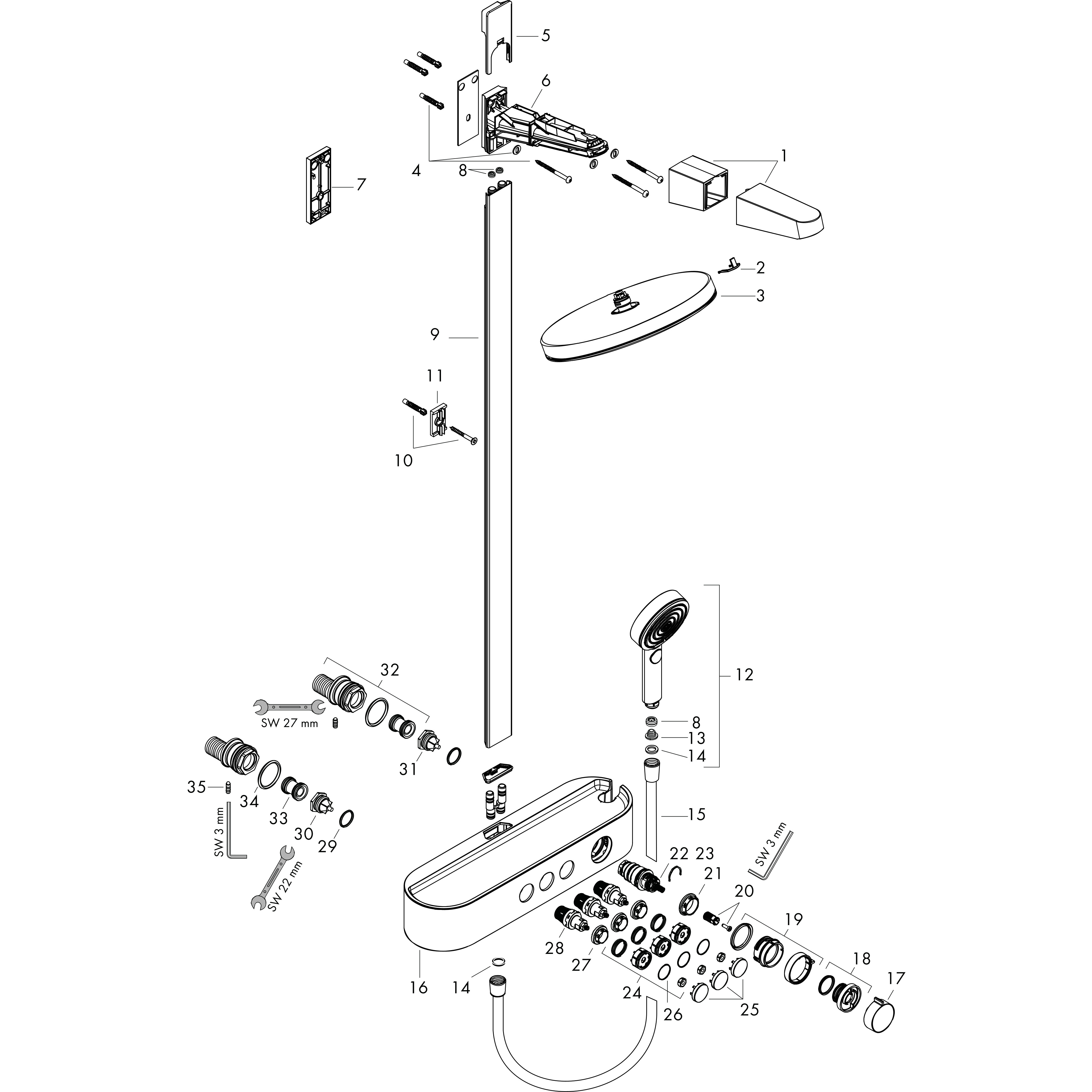 hansgrohe Shower system hansgrohe 24241140 pulsify sp 260 pron