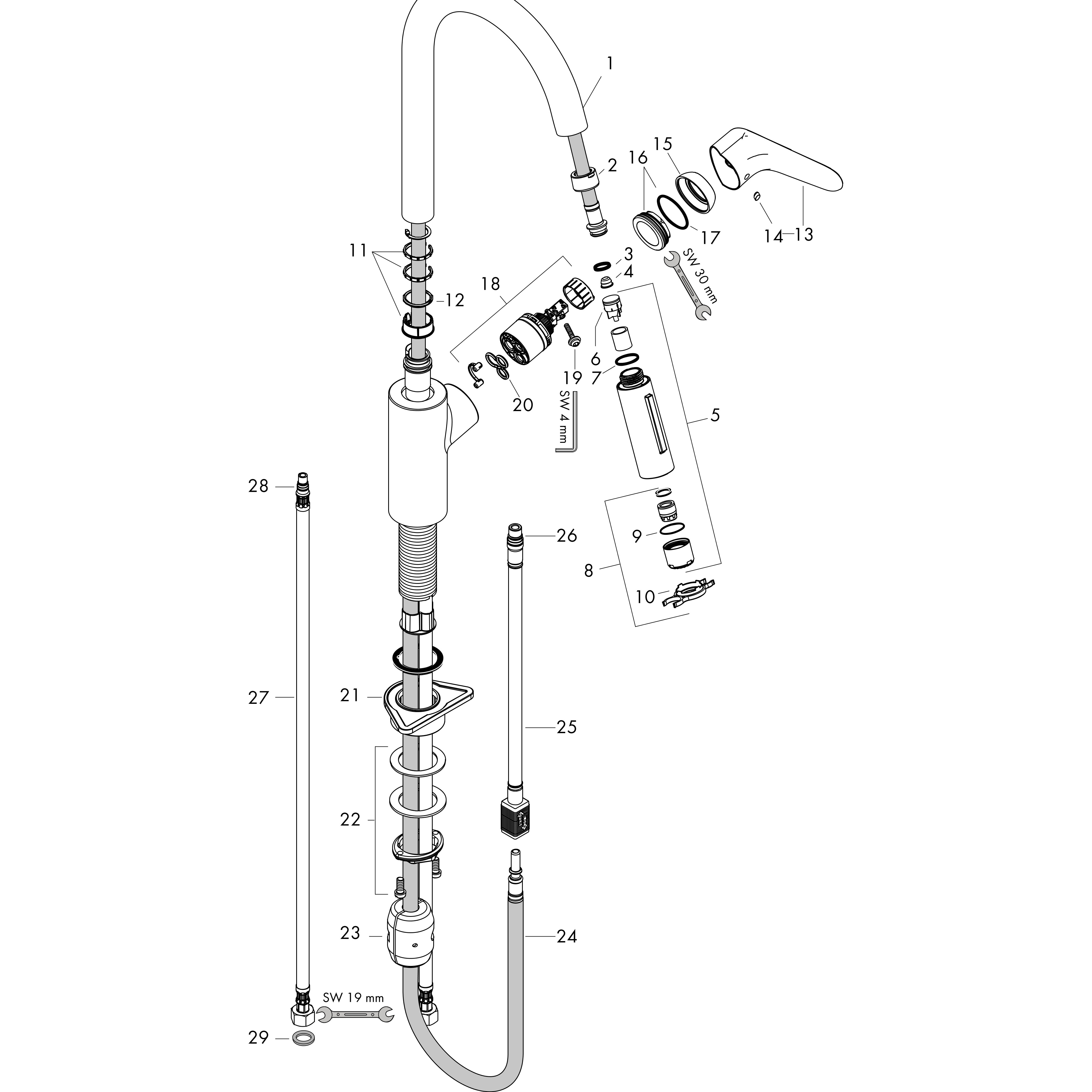 hansgrohe Kitchen mixer hansgrohe 31846000 focus 240 spout
