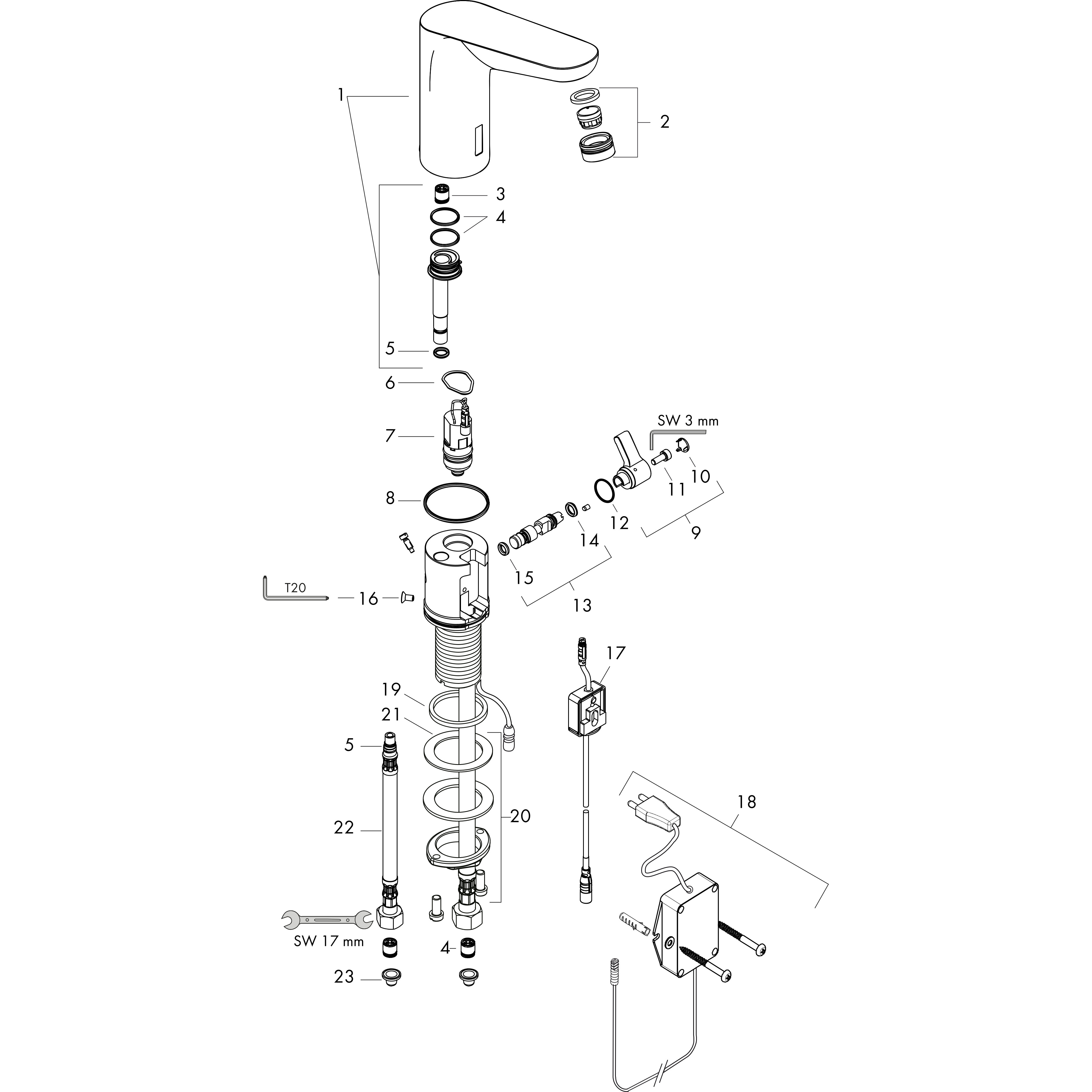 hansgrohe Pesuallashana hansgrohe 31173000 focus elekt. 230v