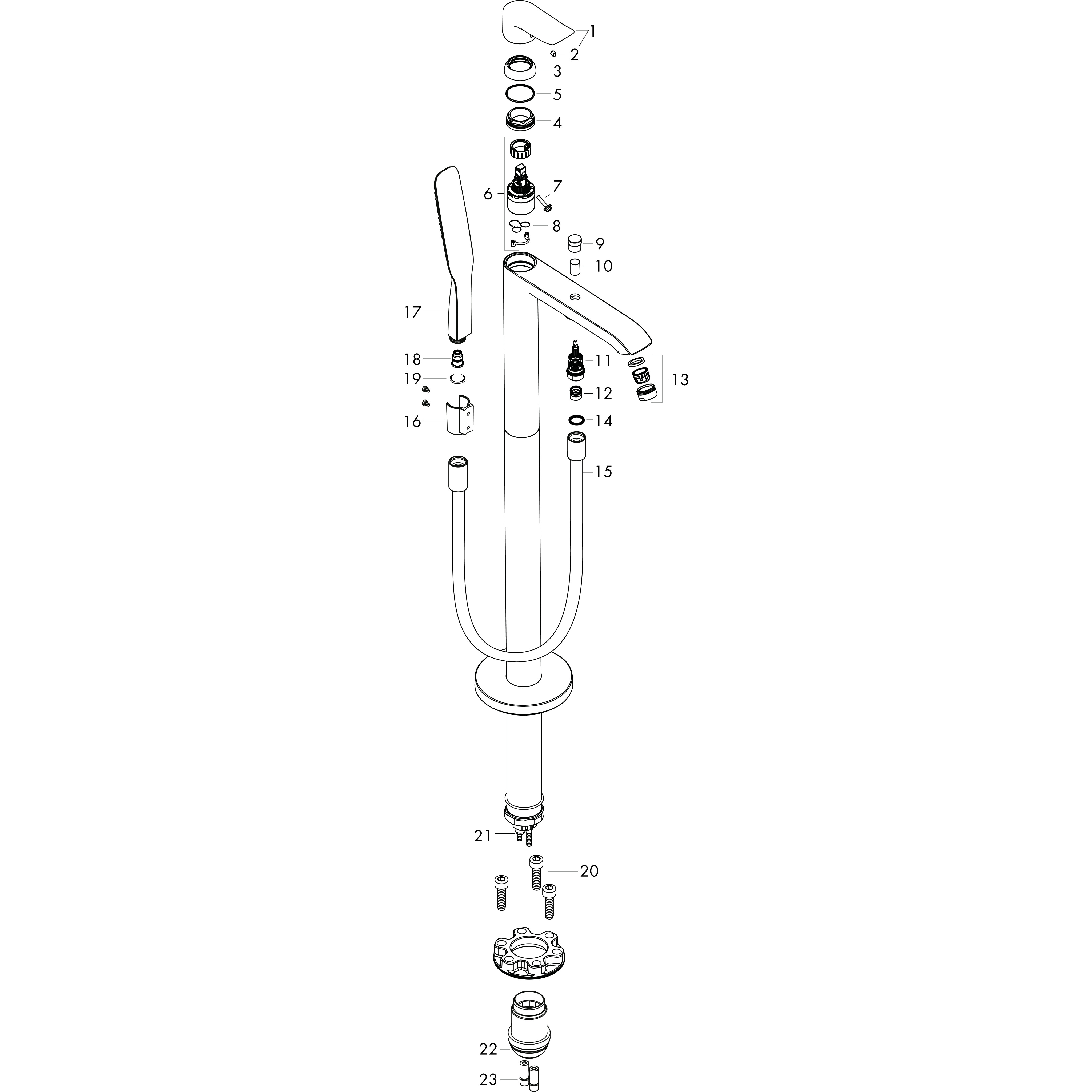 hansgrohe Bathmixer hansgrohe 31471000 metris floor inst.