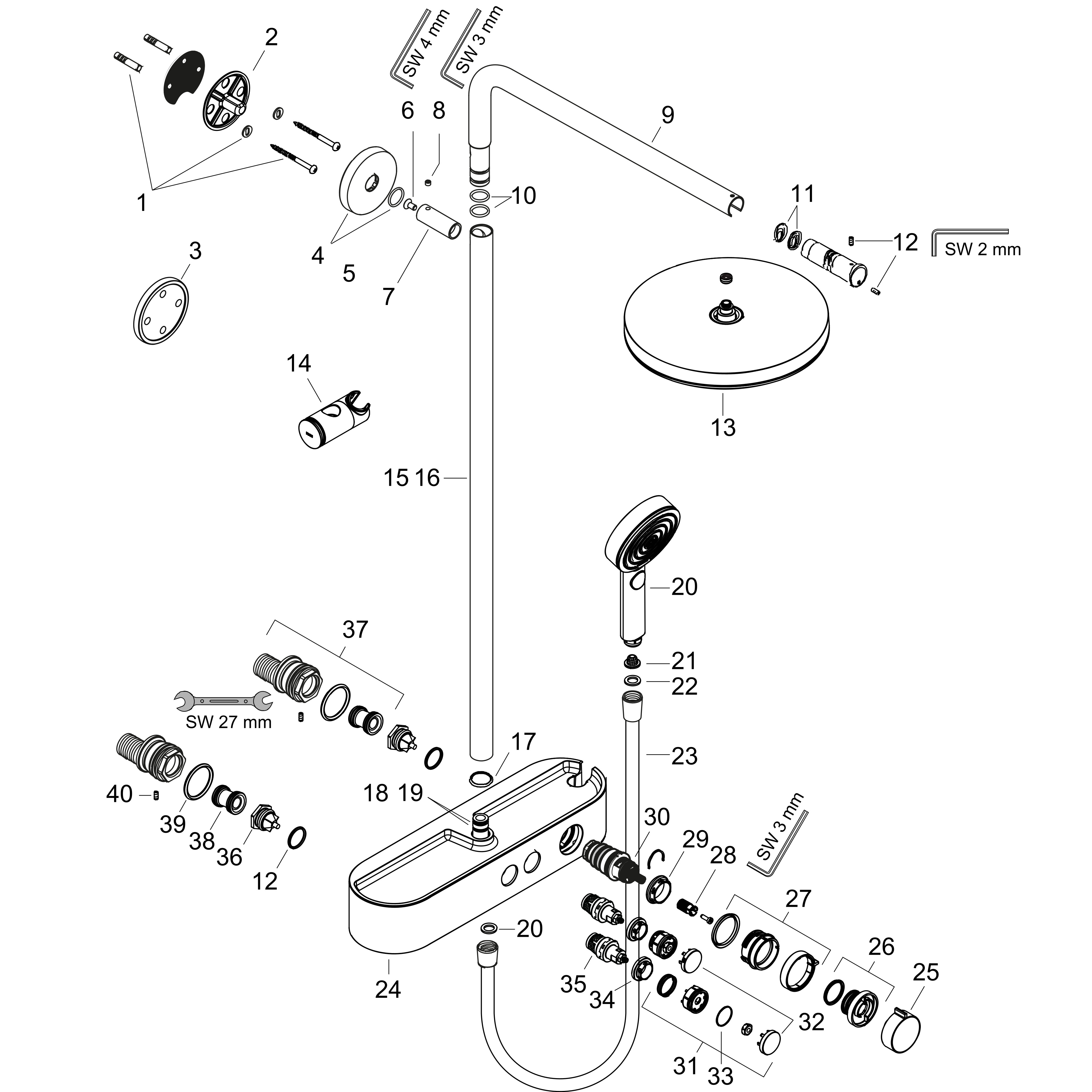 hansgrohe Shower system hansgrohe 24220670 pulsify sp 260 musta