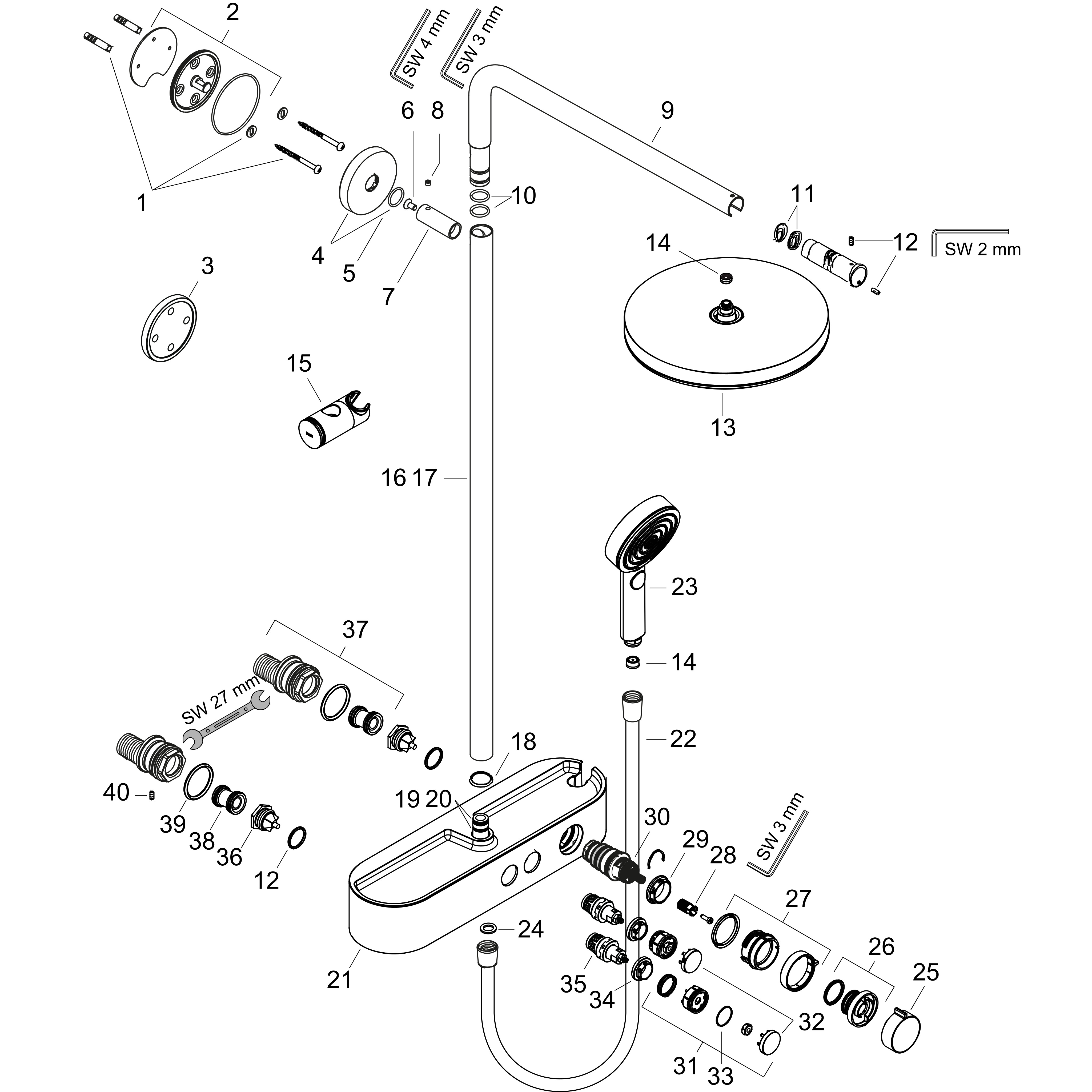hansgrohe Shower system hansgrohe 24221140 pulsify sp 260 pron