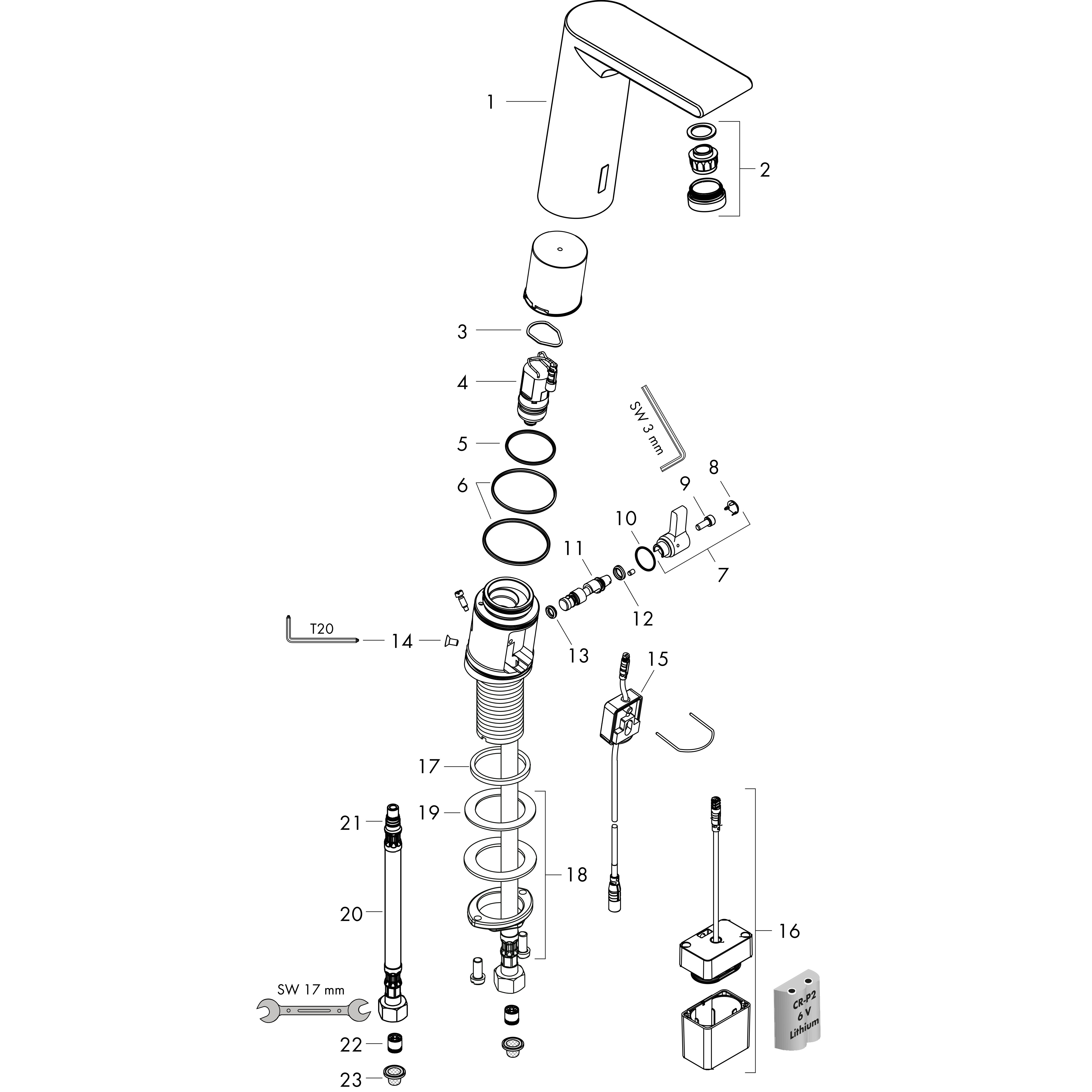 hansgrohe Washbasin mixer hansgrohe 31100000 metris s electronic