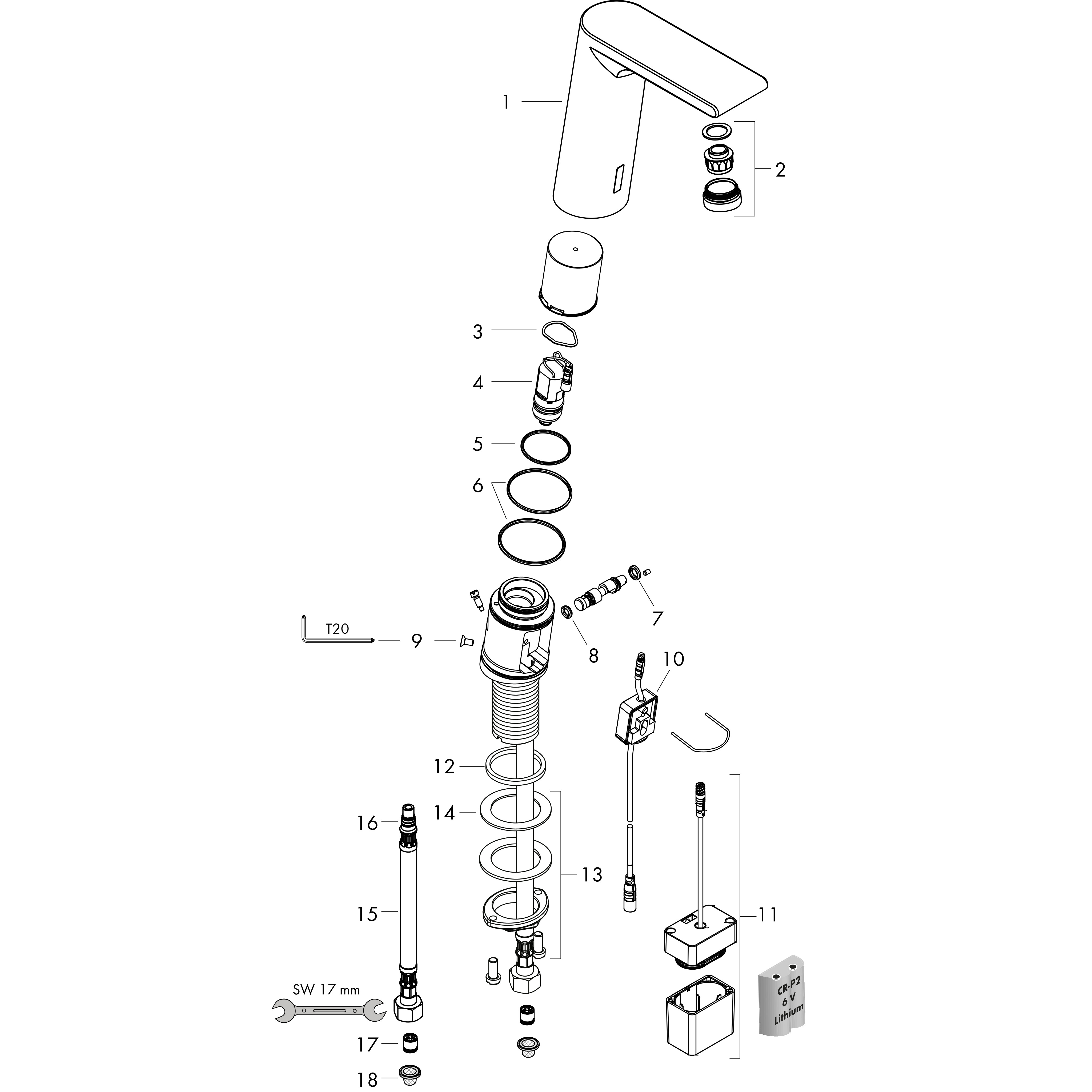 hansgrohe Washbasin mixer hansgrohe 31101000 metris s electronic