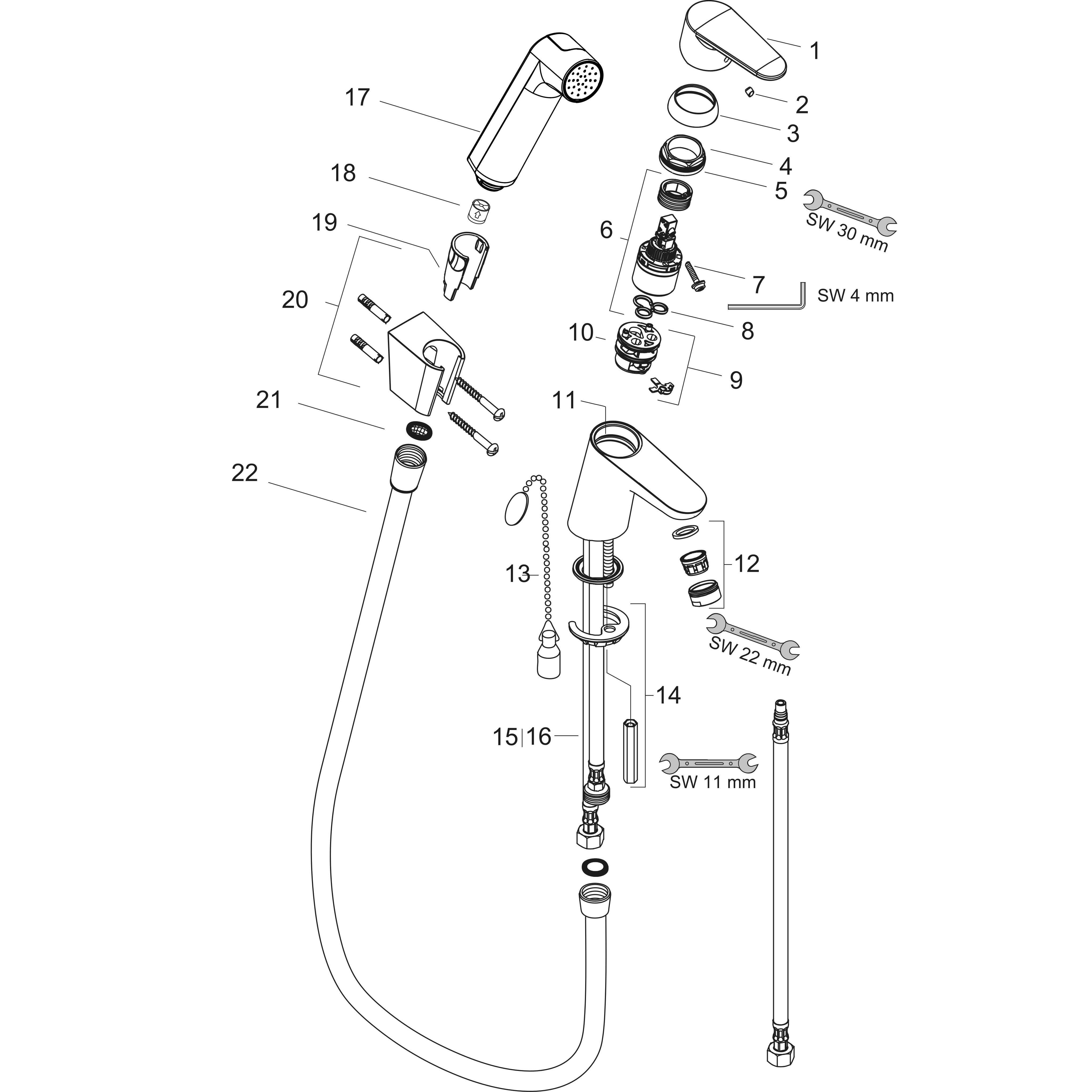 hansgrohe Pesuallashana hansgrohe 31926000 focus 70 bidette
