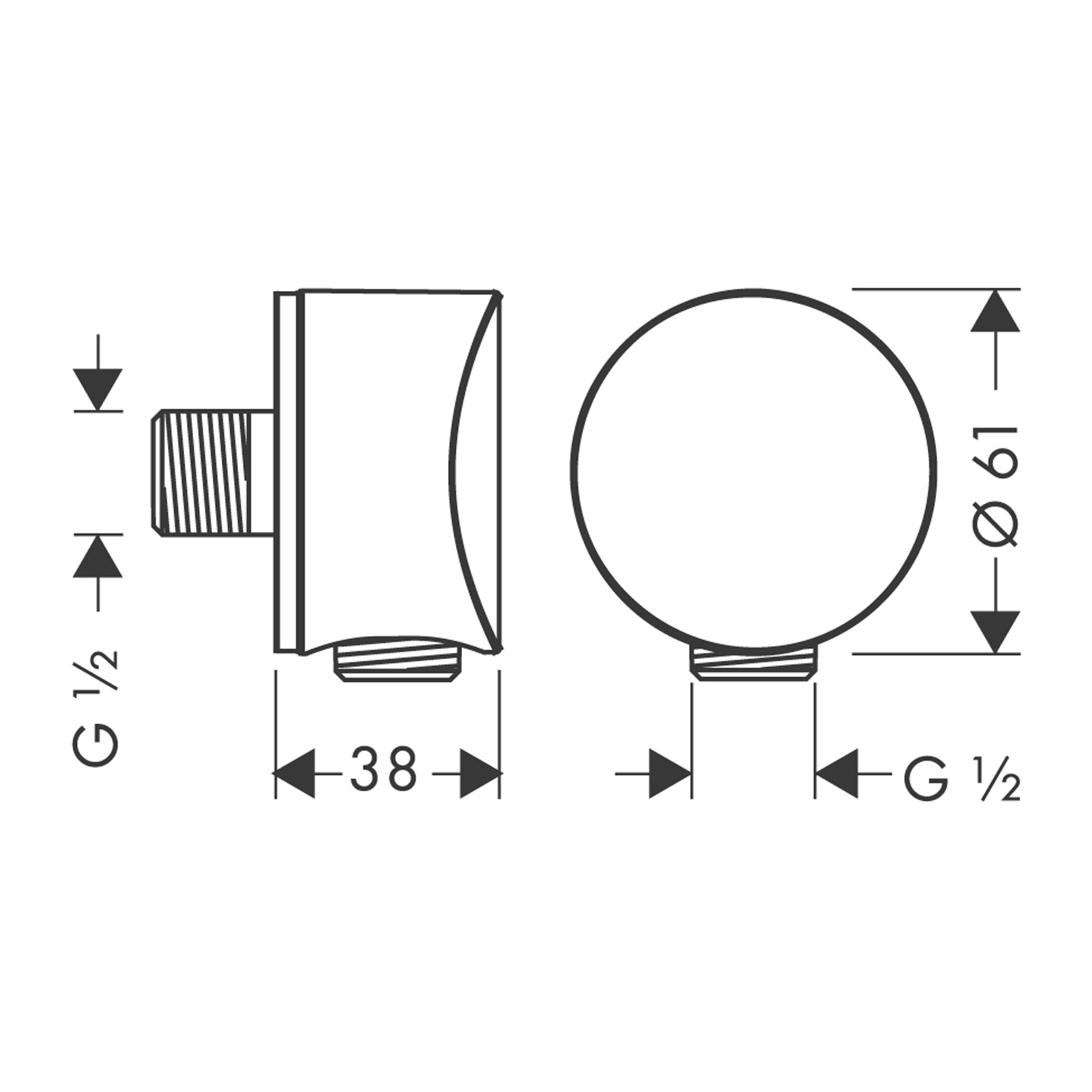 hansgrohe Wall outlet hansgrohe 27456000 fix fit s dn15