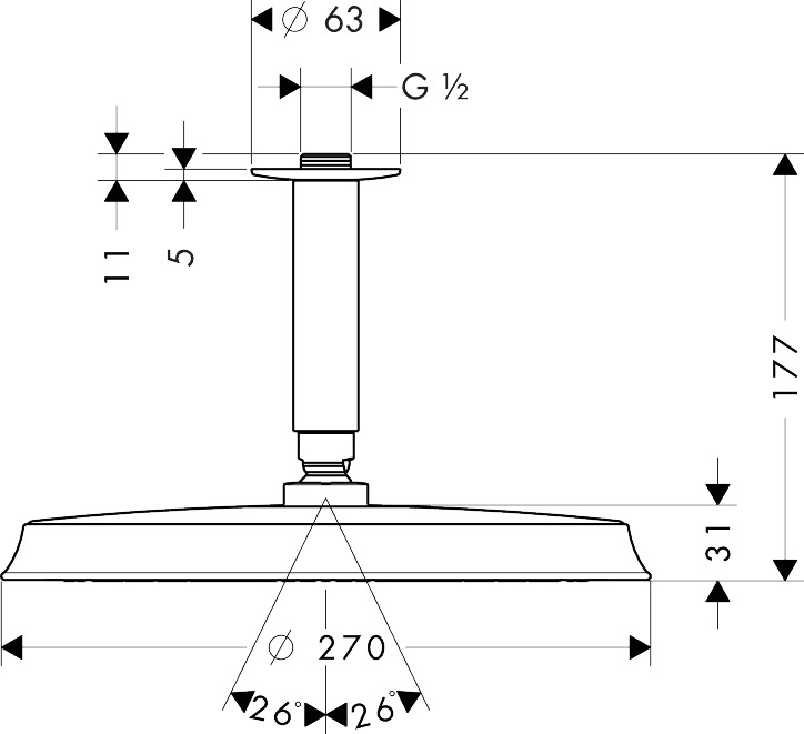 hansgrohe Takdusch hansgrohe 27405000 raindance 240 takrör