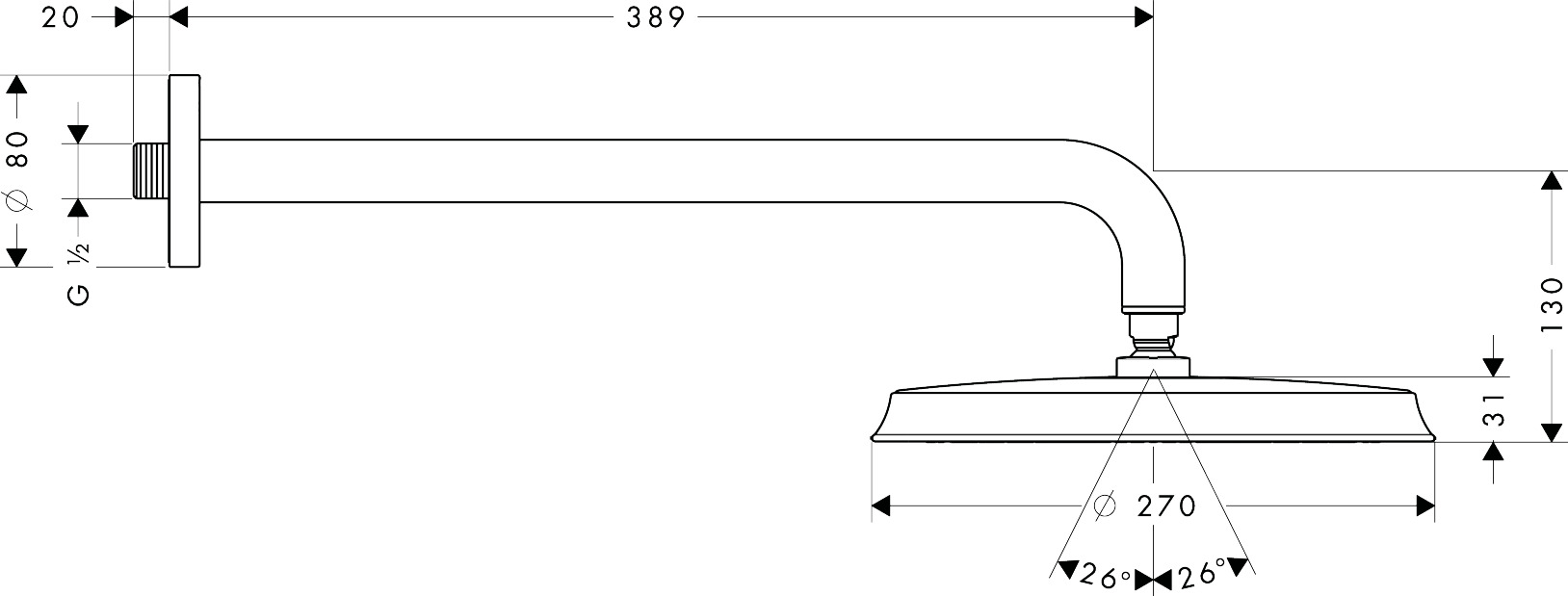 hansgrohe Takdusch hansgrohe 27424000 raindance240 väggrör