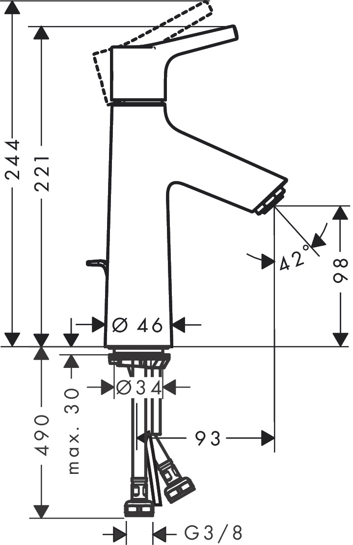 hansgrohe Pesuallashana hansgrohe 72020000 talis s 100 vpv