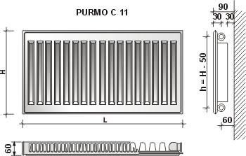 Šoninio pajungimo radiatorius, C 11-550-800