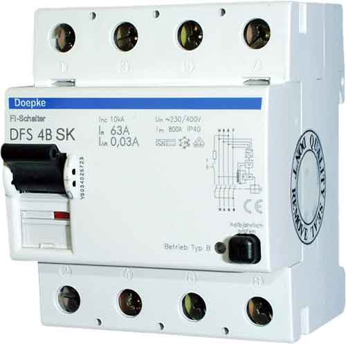 Jordfeilbryter DFS4 JFB.63A 4P 100mA TYPE A