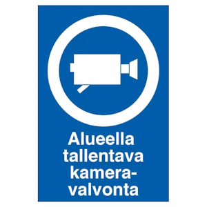turvakauppa Skylt alueella tall kameravalv 200x300mm aluminium