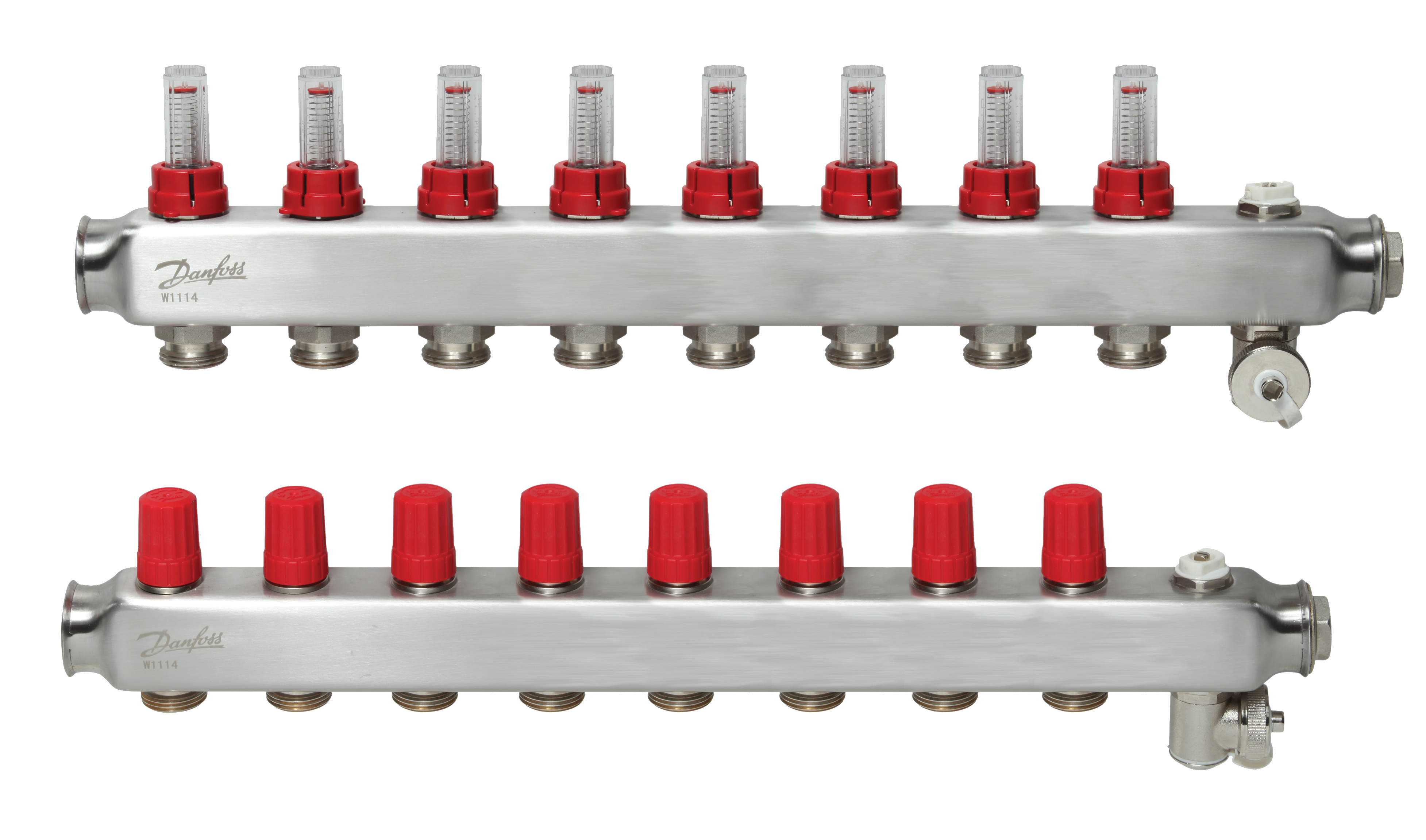 FÖRDELARE DANFOSS 8-ANSLUT. MED FLÖDESMÄTARE