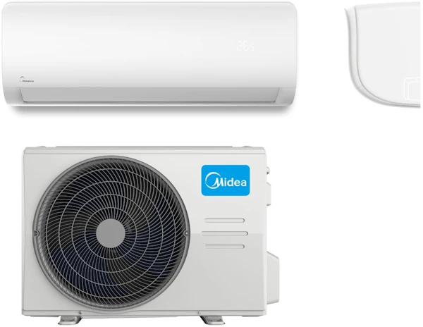 Midea Xtreme 9 -ilmalämpöpumpun tuotekuva, sisä- ja ulkoyksikkö