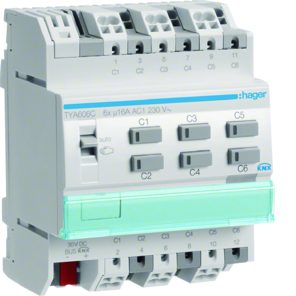 hager Utgångsenhet knx tya606c 6x16a rlv din