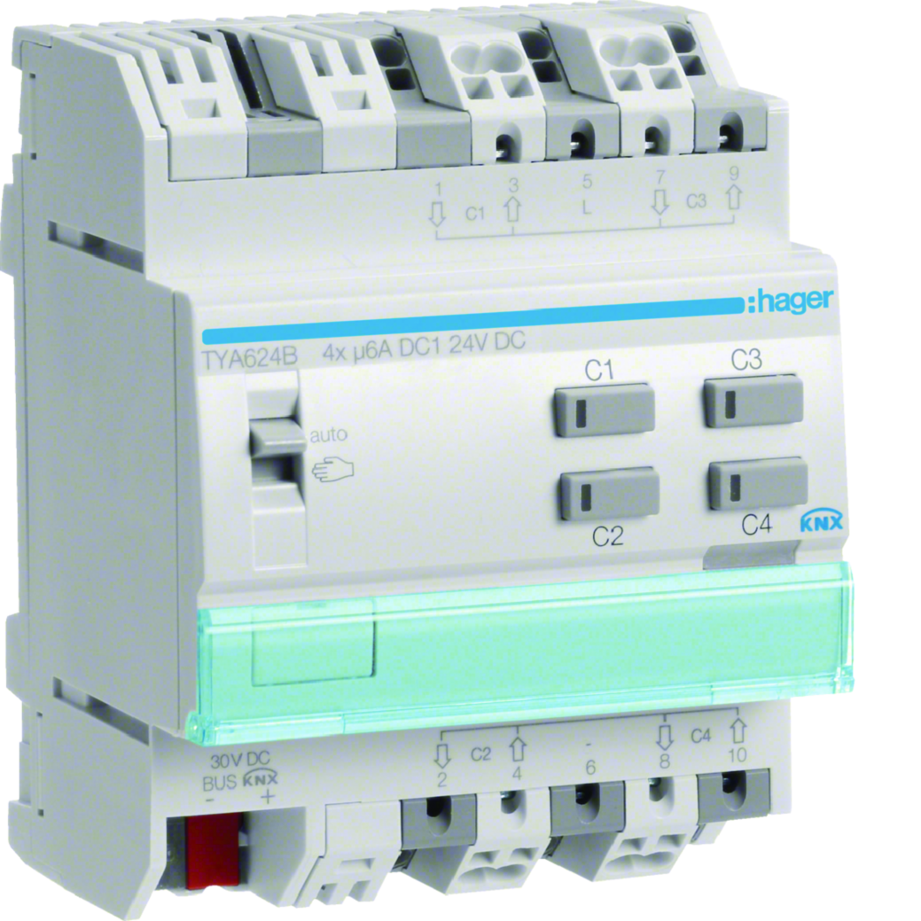 hager Utgångsenhet knx tya624b 4x6a 24vdc v din