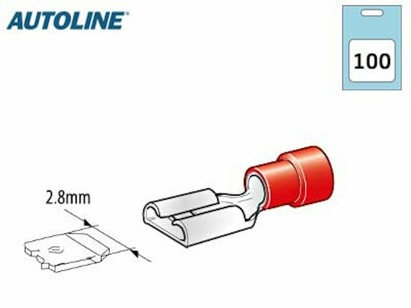 AUTOLINE CABLE TERMINAL 2,8MM FEMALE RED 100PCS | Vehicle Fuses | Onninen