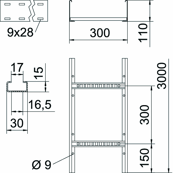 obo bettermann Kaabliredel lcis 1130 6 ft 110x300x6000mm