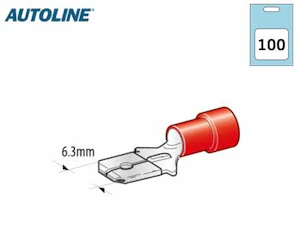 autoline Cable terminal 6,3mm male red 100pcs
