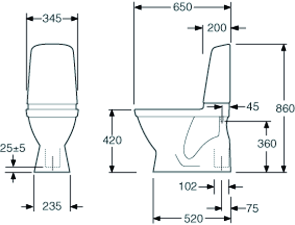 gustavsberg Wc-stol gustavsberg nautic 1500hf 2/4l c+ sc/qr