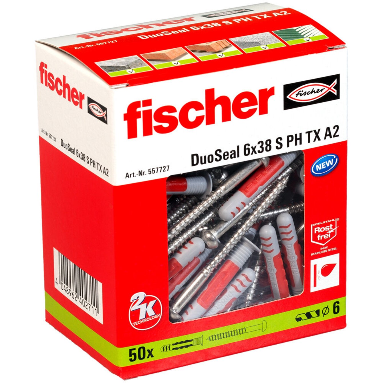 DUOSEAL PLUG/SKRUV FISCHER A2 6x38 S UNIVERSAL PLUG/SKRUV 50