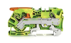 GROUND TERMINAL BLOCK,2-COND LEVER AND PUSH-IN,GREEN-YELLOW