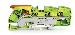 GROUND TERMINAL BLOCK,3-COND LEVER AND PUSH-IN,GREEN-YELLOW