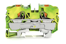GROUND TERMINAL BLOCK,2-COND PUSH-BUTTON 10, GREEN-YELLOW