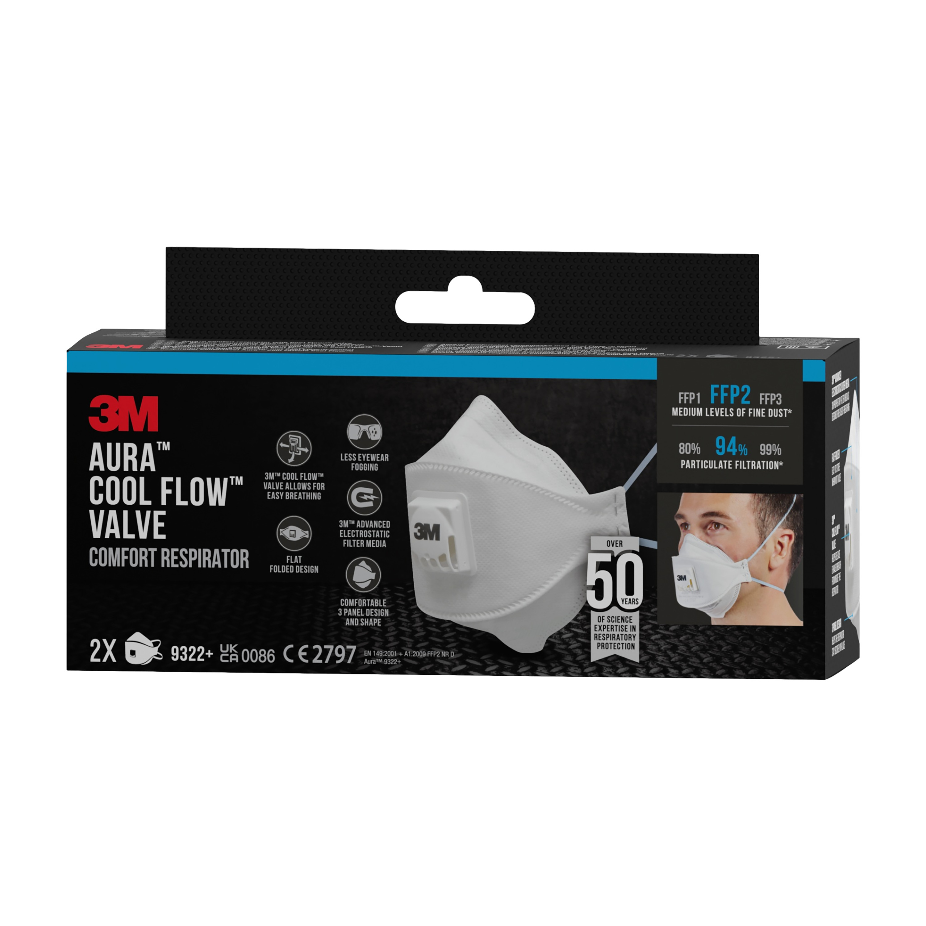 3m Particulate respirator 3m 9322+ aura dis 2pcs
