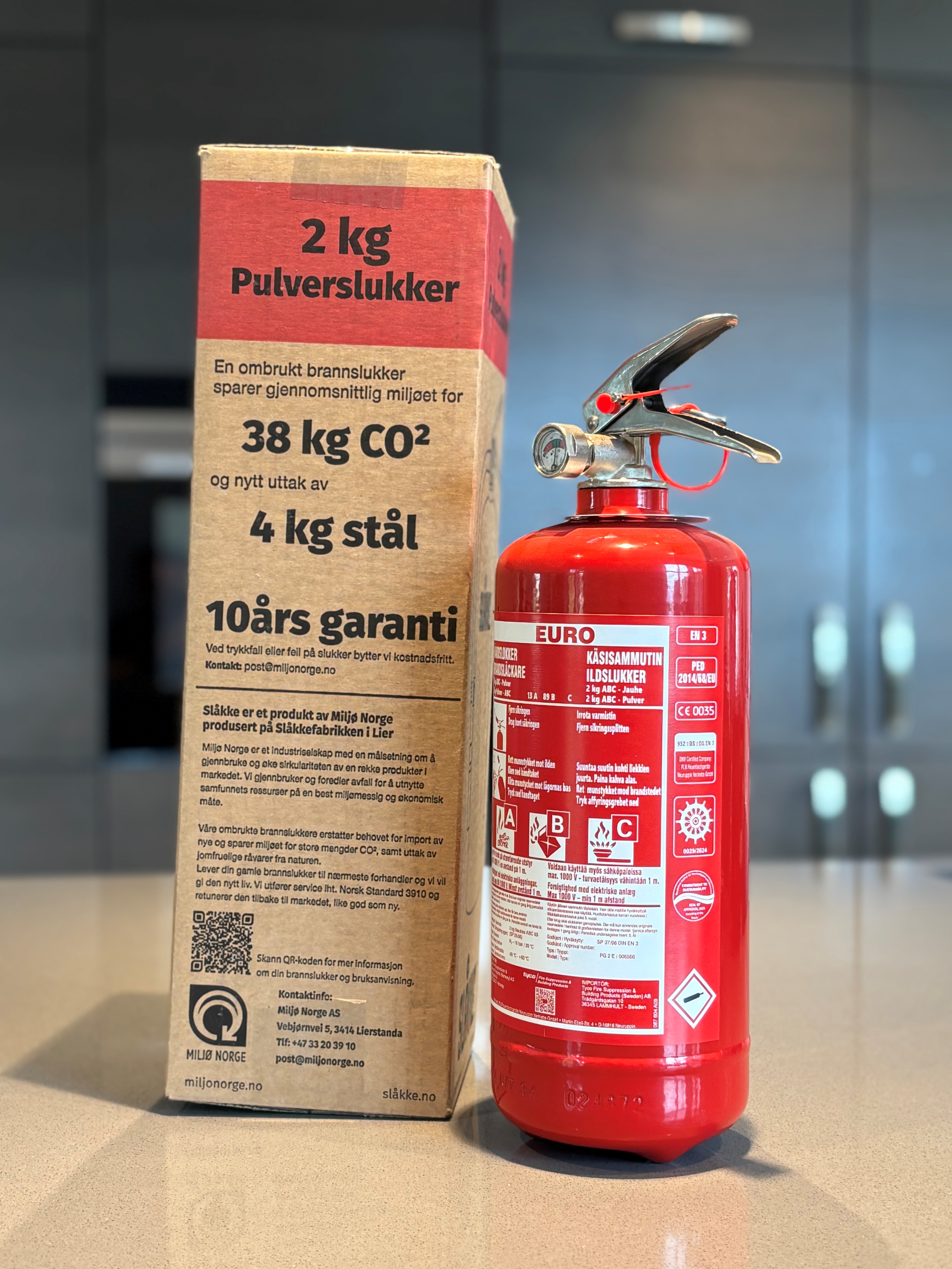 Brannslukker pulver 13A 2kg Slåkke Pfas fri