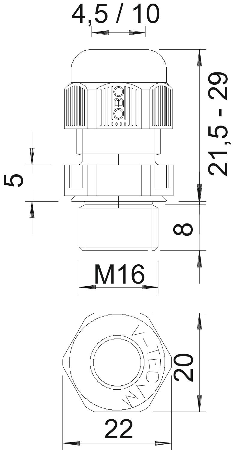 obo bettermann Kabeltätning v-tec m16, ral7035