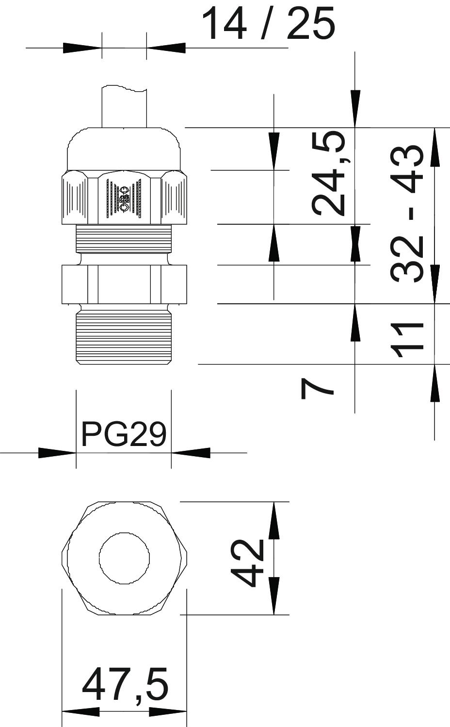 obo bettermann Cable gland v-tec29, pk29 ral7035