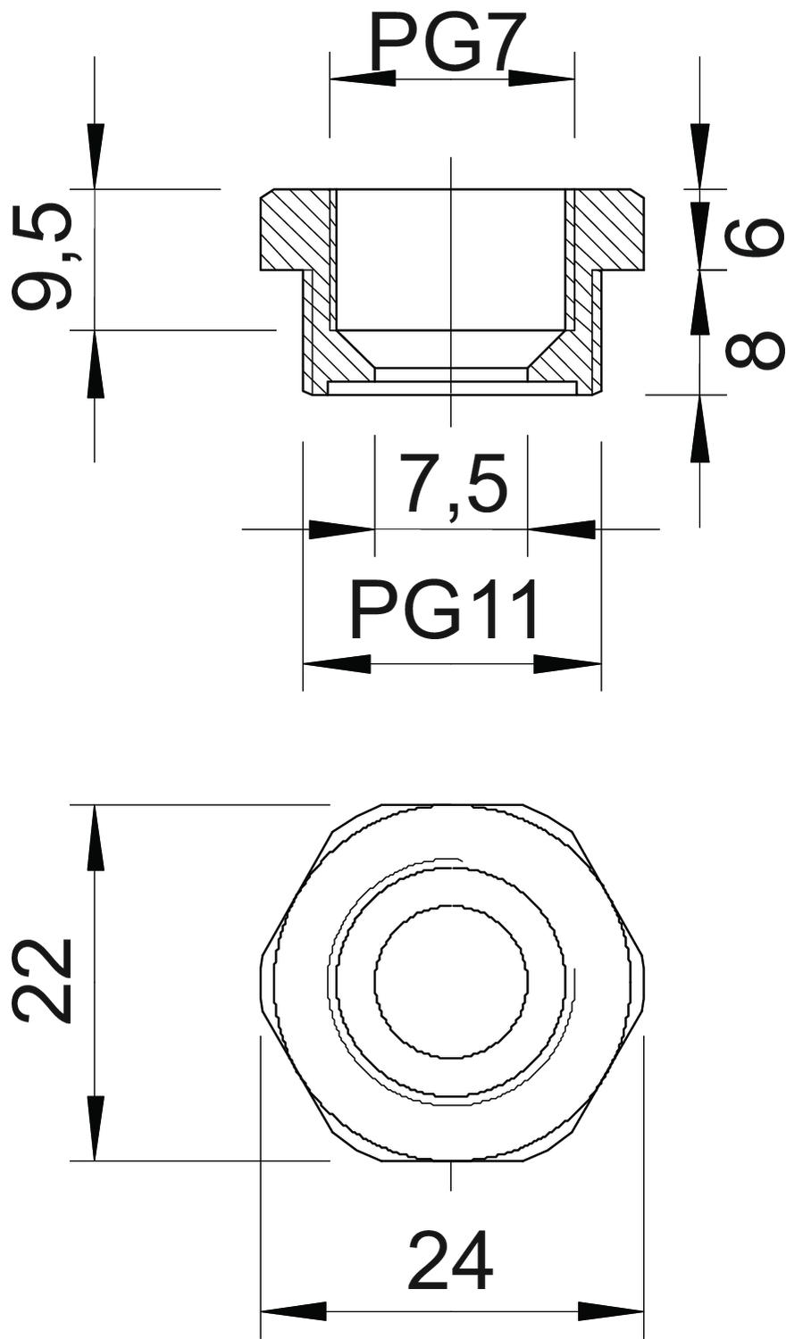 obo bettermann Reducering 107/r pg 11/7 ,pa