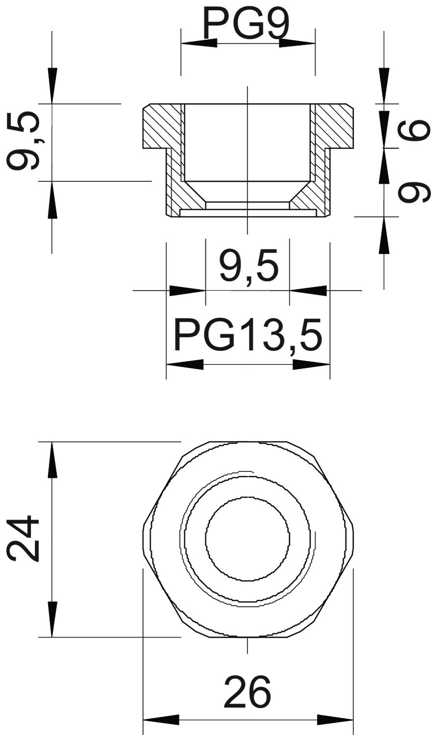 obo bettermann Reducering 107/r pg 13,5/9 ,pa